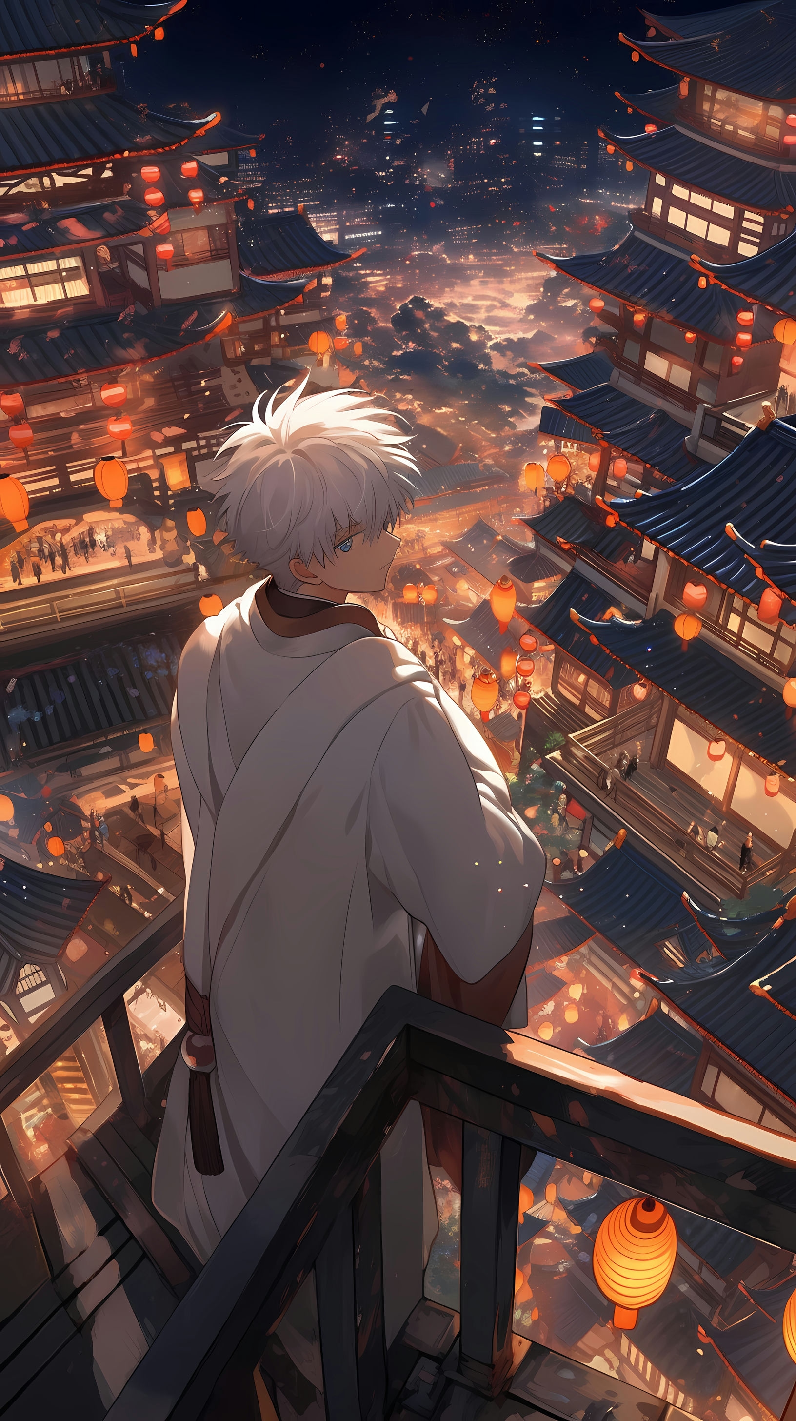 Gintoki Overlooking Edo at Night - Gintama Dynamic