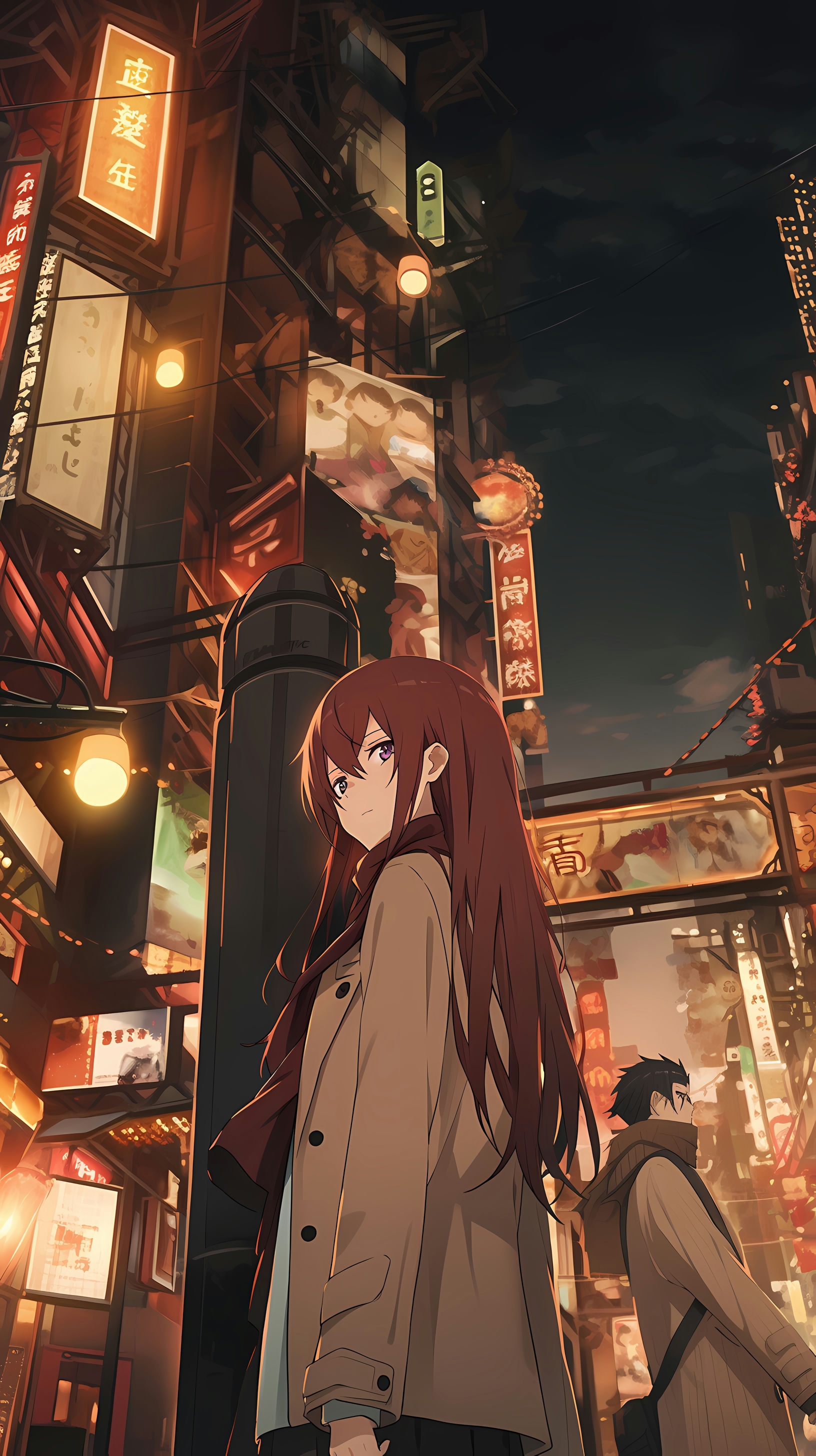 Okabe and Kurisu with Sci-Fi Cityscape - Steins;Gate