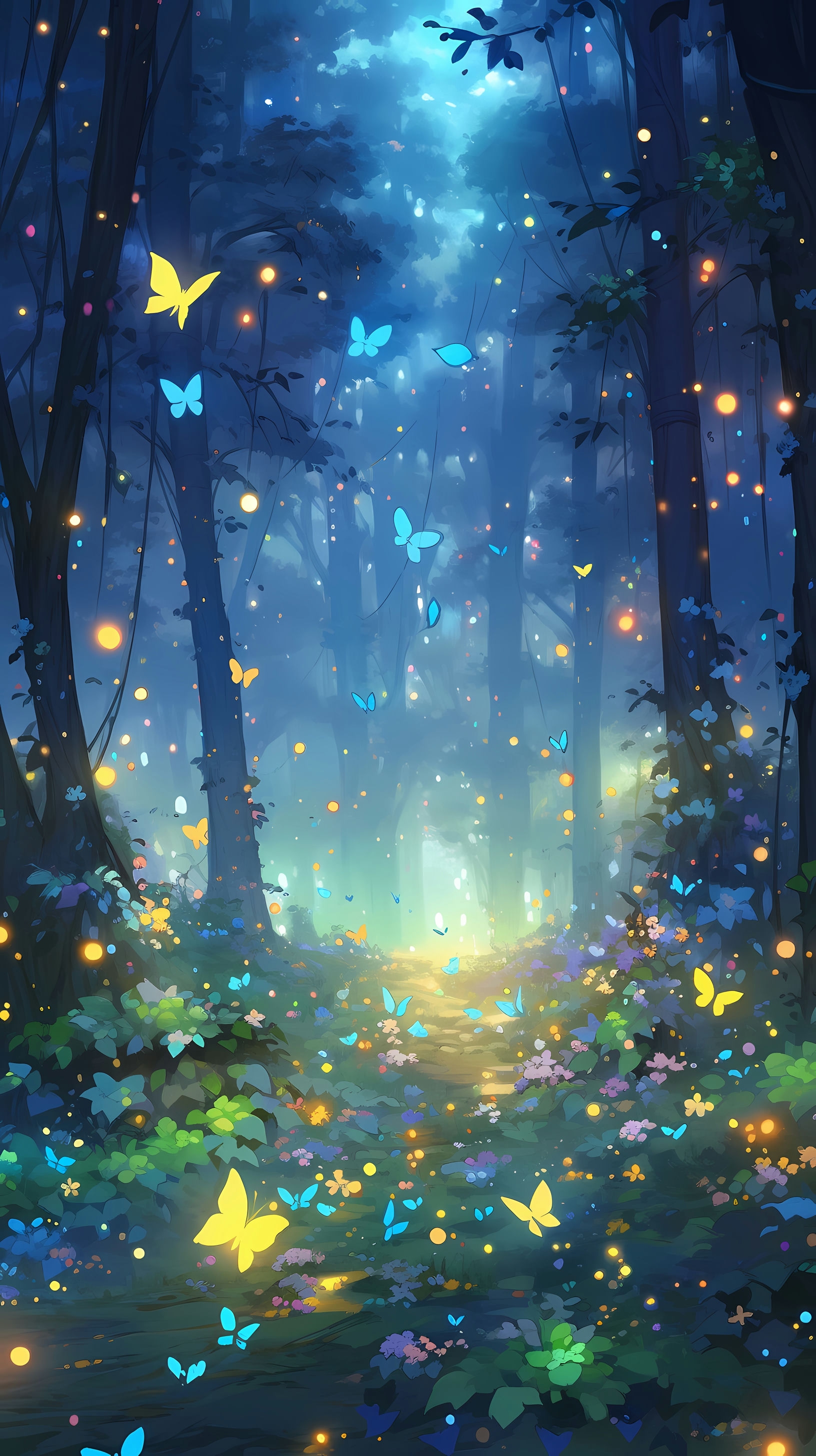Enchanted Forest: Enchanted Forest with Fireflies and Mystical Creatures