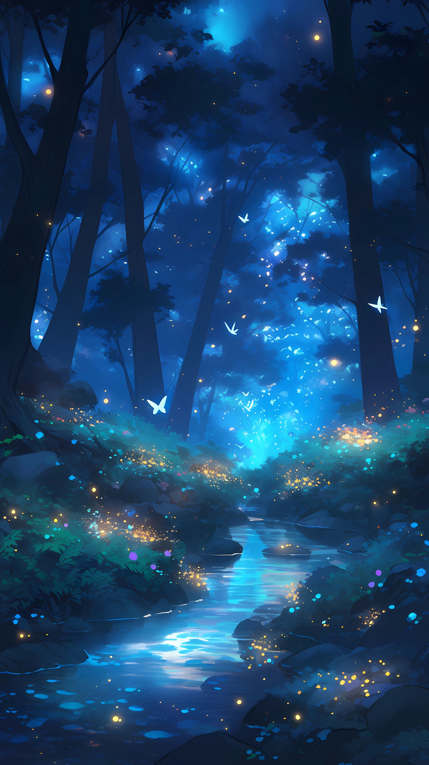 Enchanted Forest: Enchanted Forest with Fireflies and Mystical Creatures
