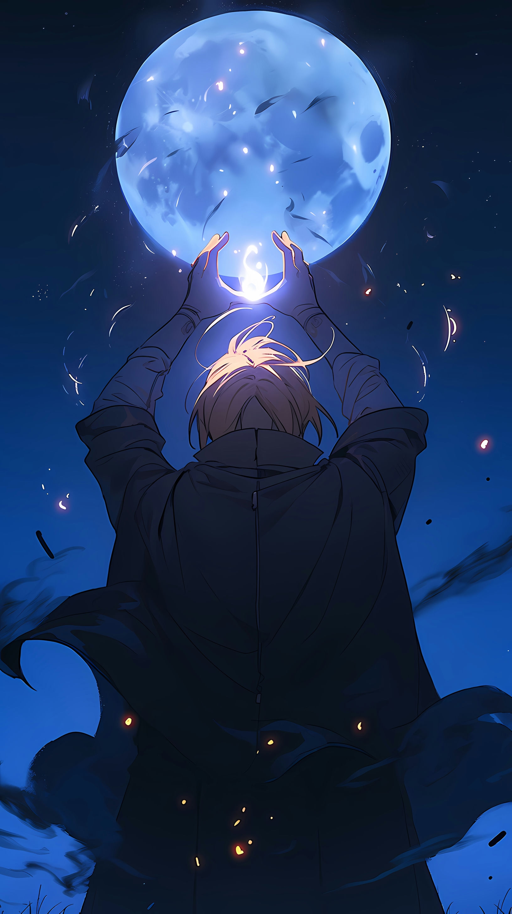 Edward Elric Casting Alchemy Under a Moonlit Sky