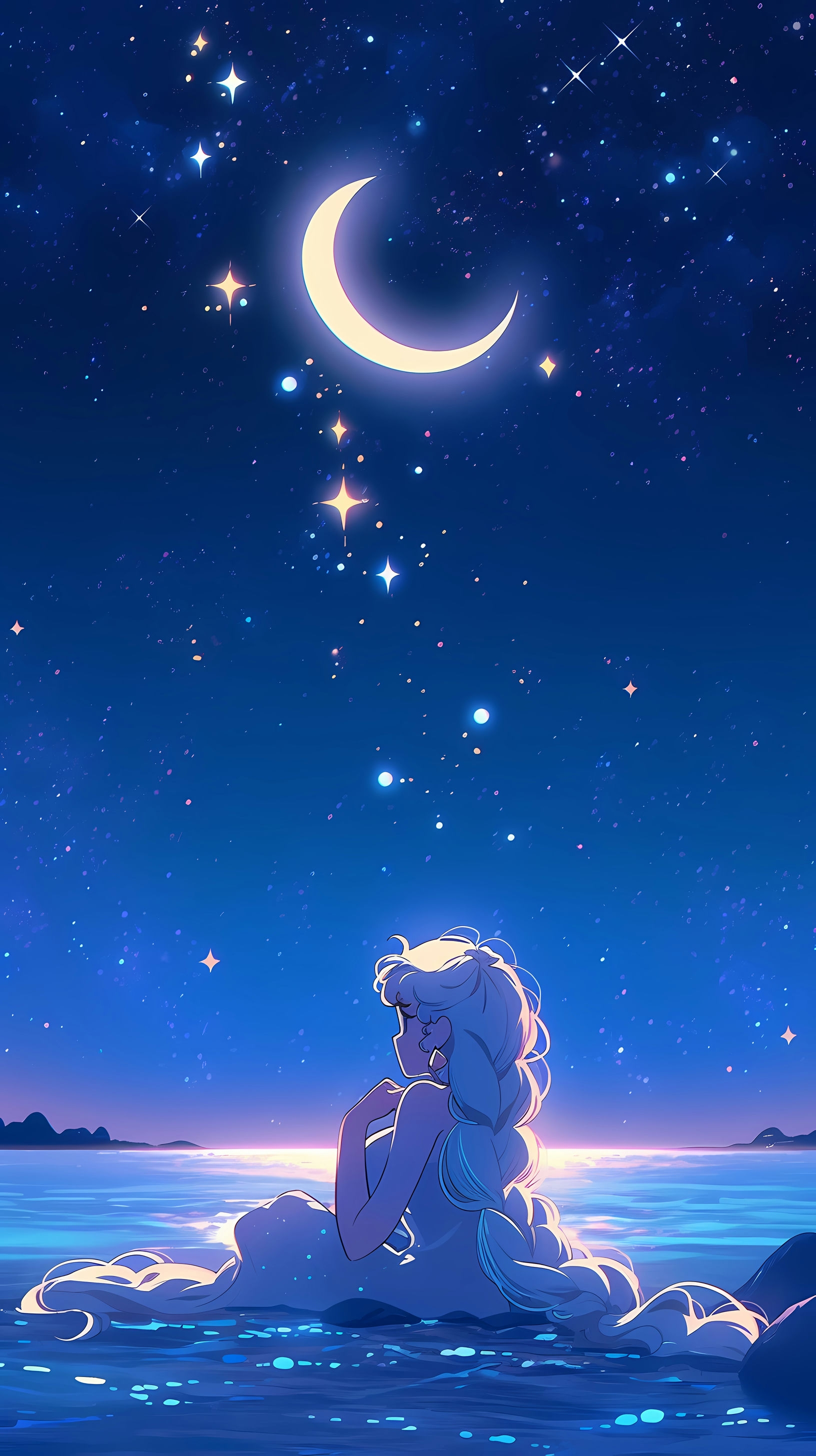 Sailor Moon: Sailor Moon Gazing at a Moonlit Sea