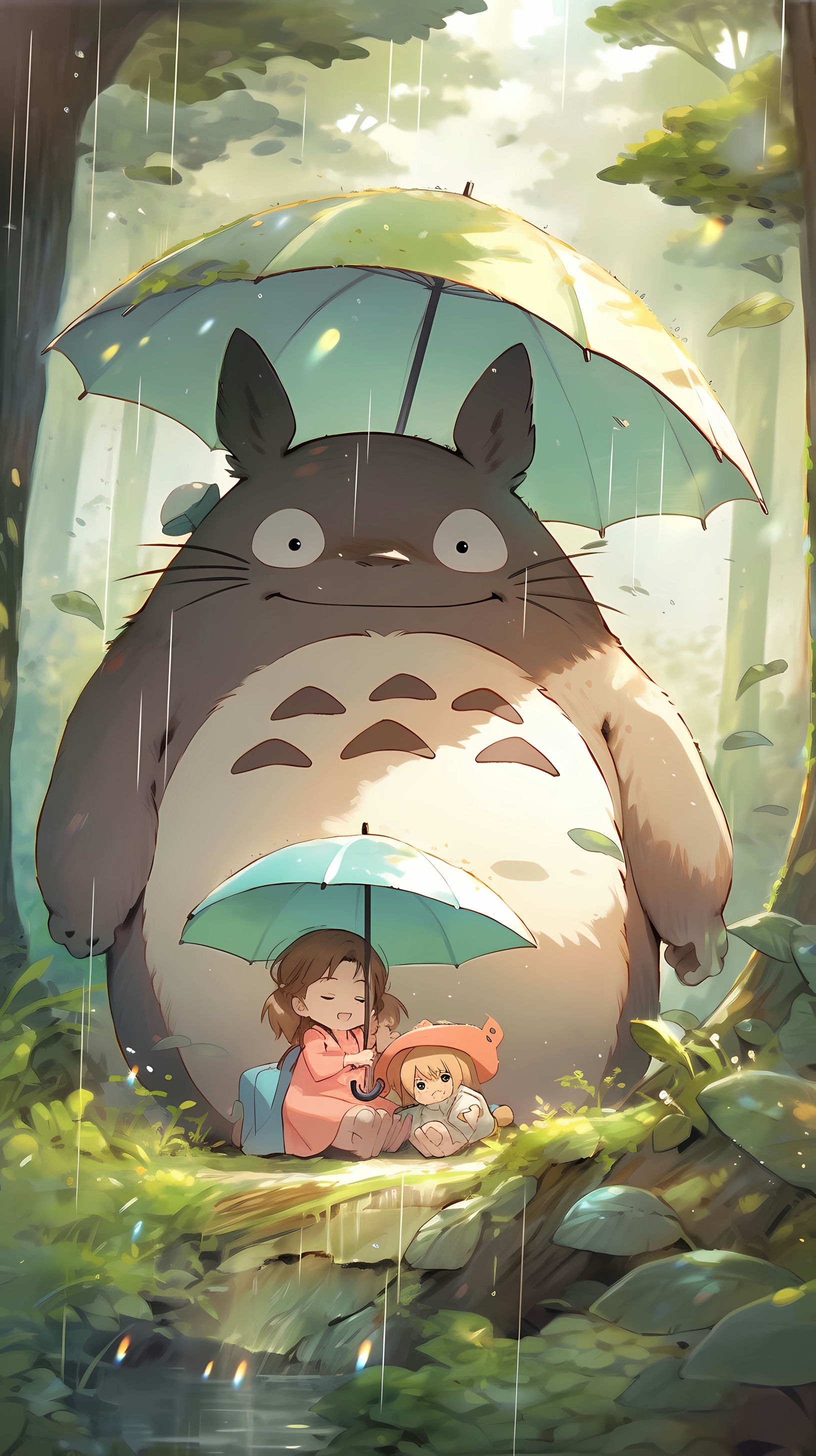 Studio Ghibli: Satsuki and Mei Playing with Totoro Joyfully