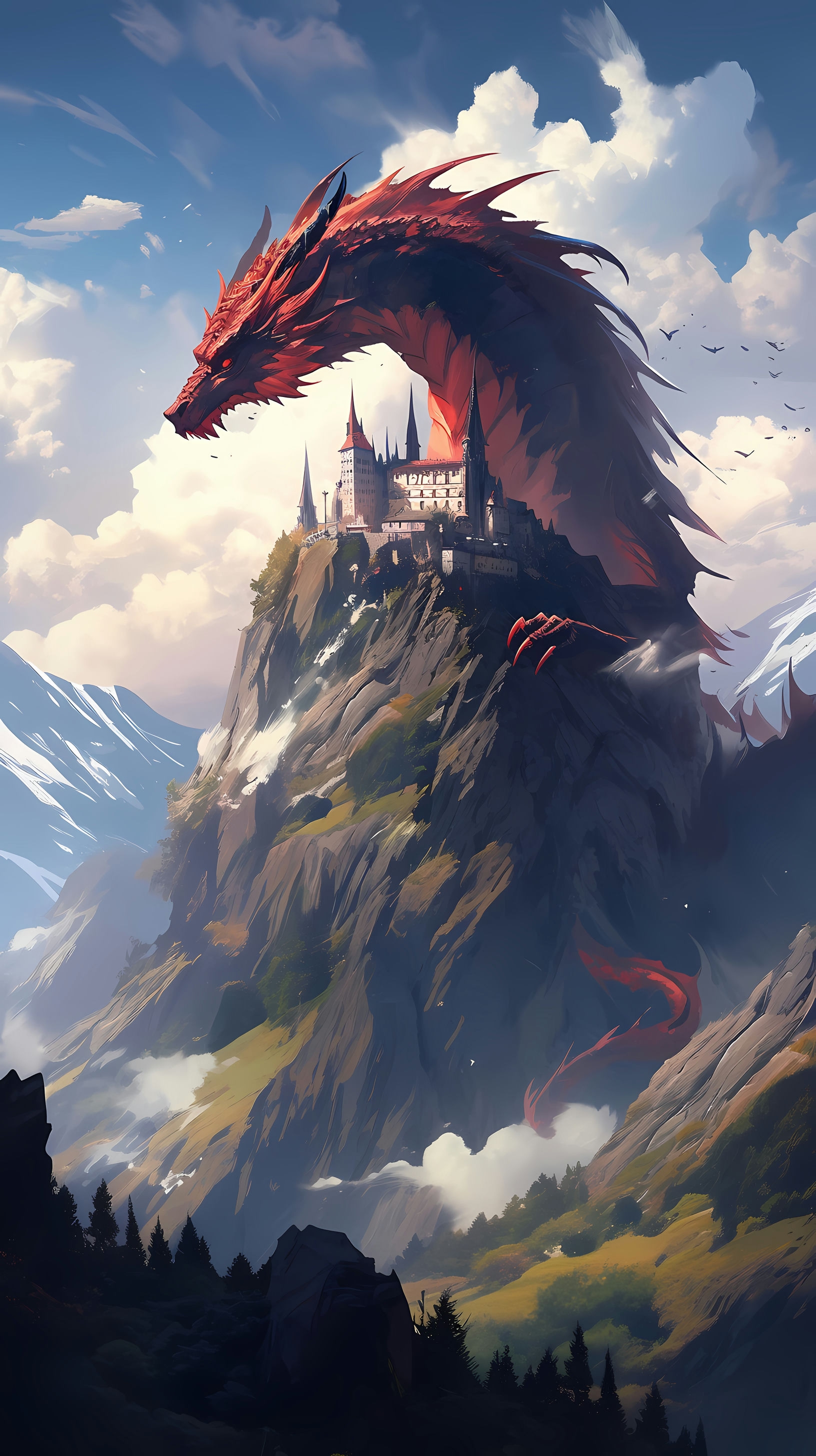Game of Thrones: Majestic Dragon Perched Atop a Mountain