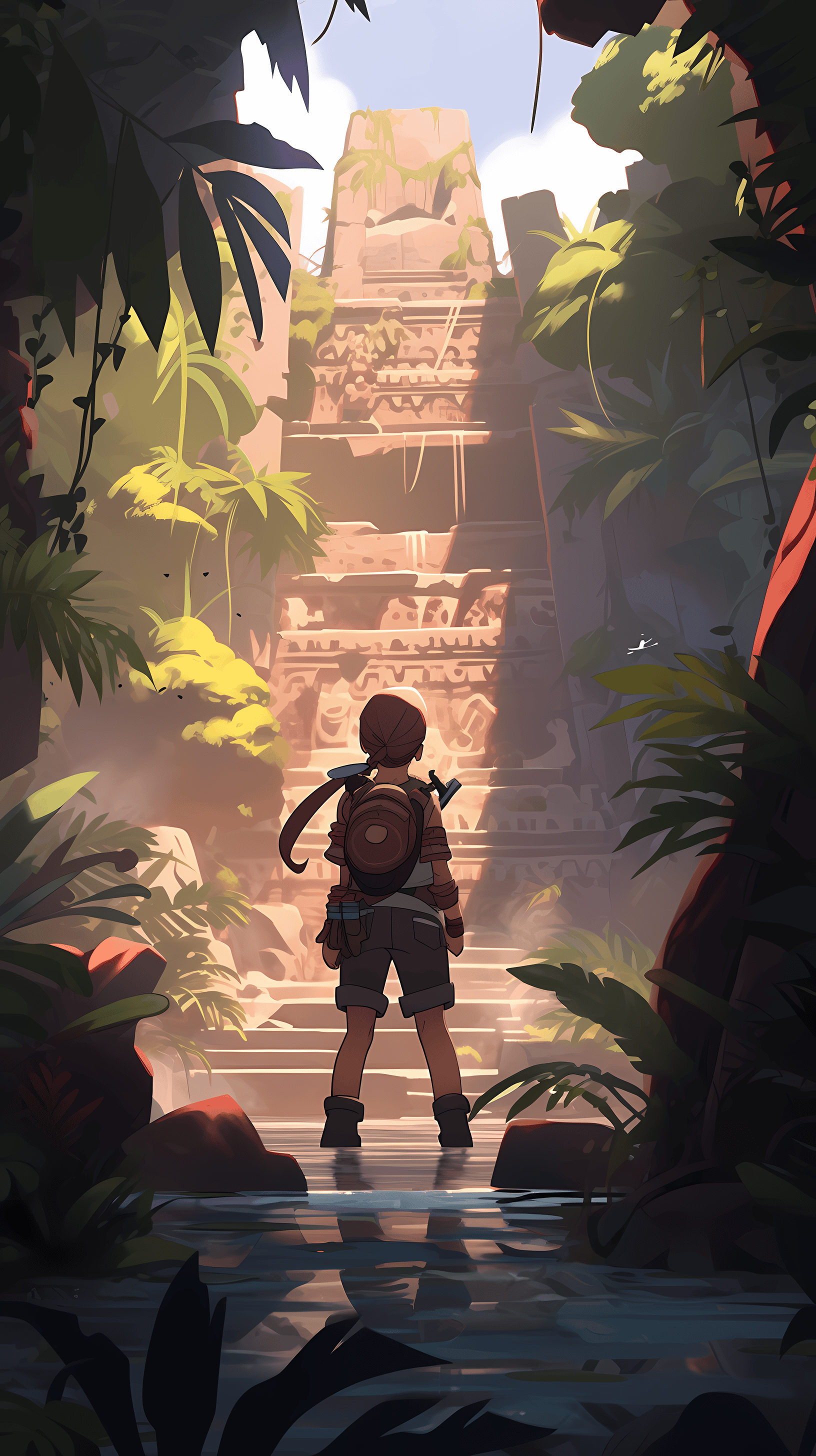 This anime wallpaper captures a sense of adventure and mystery