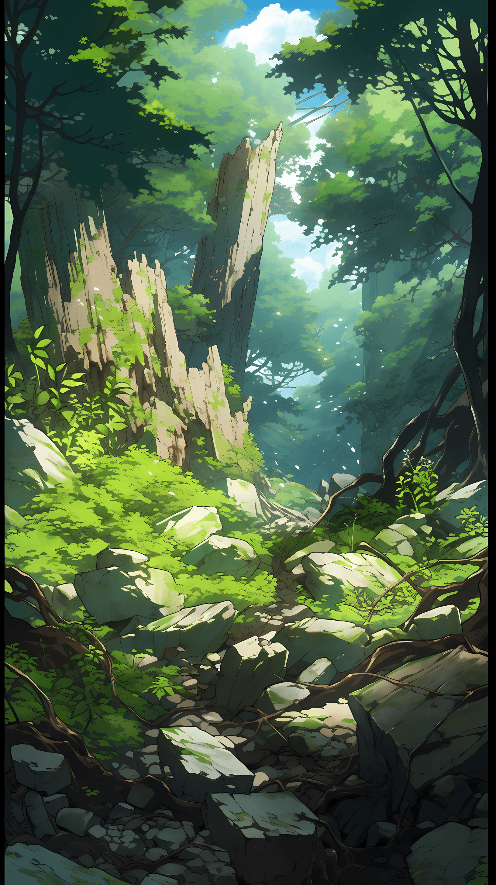 This anime wallpaper captures the essence of a mysterious and enchanting island adventure