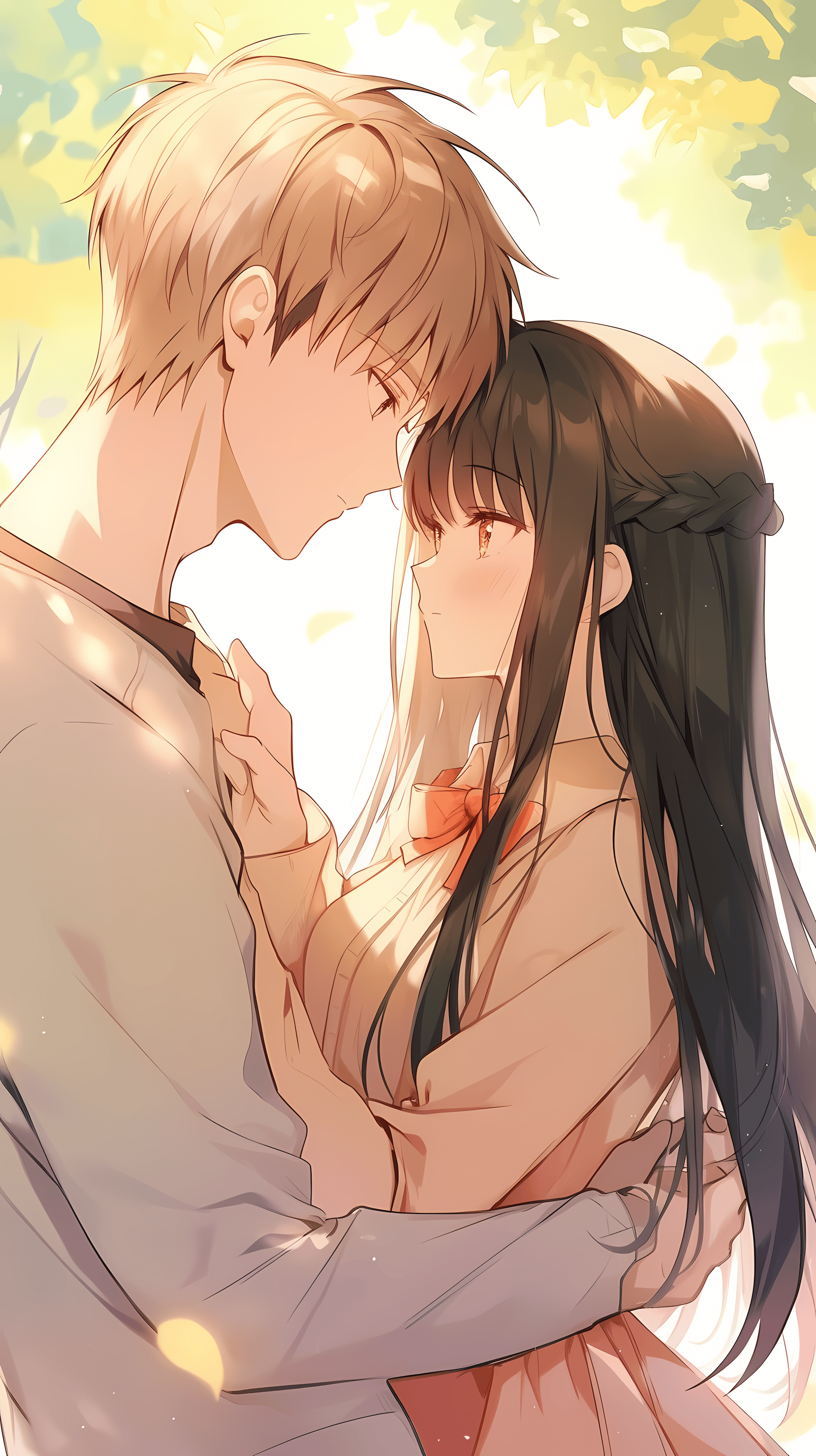 This enchanting anime wallpaper captures a tender moment from the beloved series 'Fruits Basket