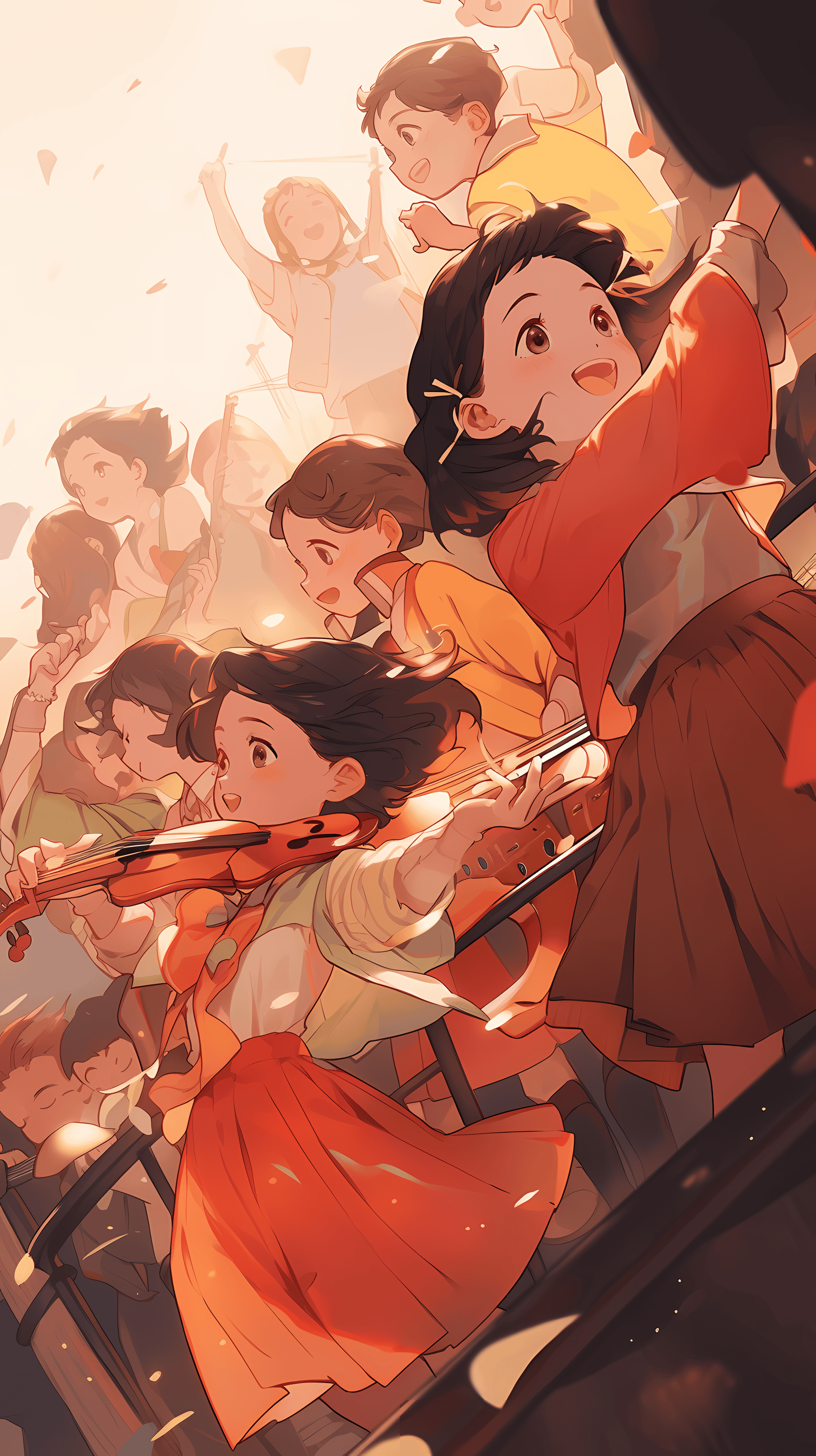 This anime wallpaper captures the vibrant and dynamic spirit of 'Kids on the Slope