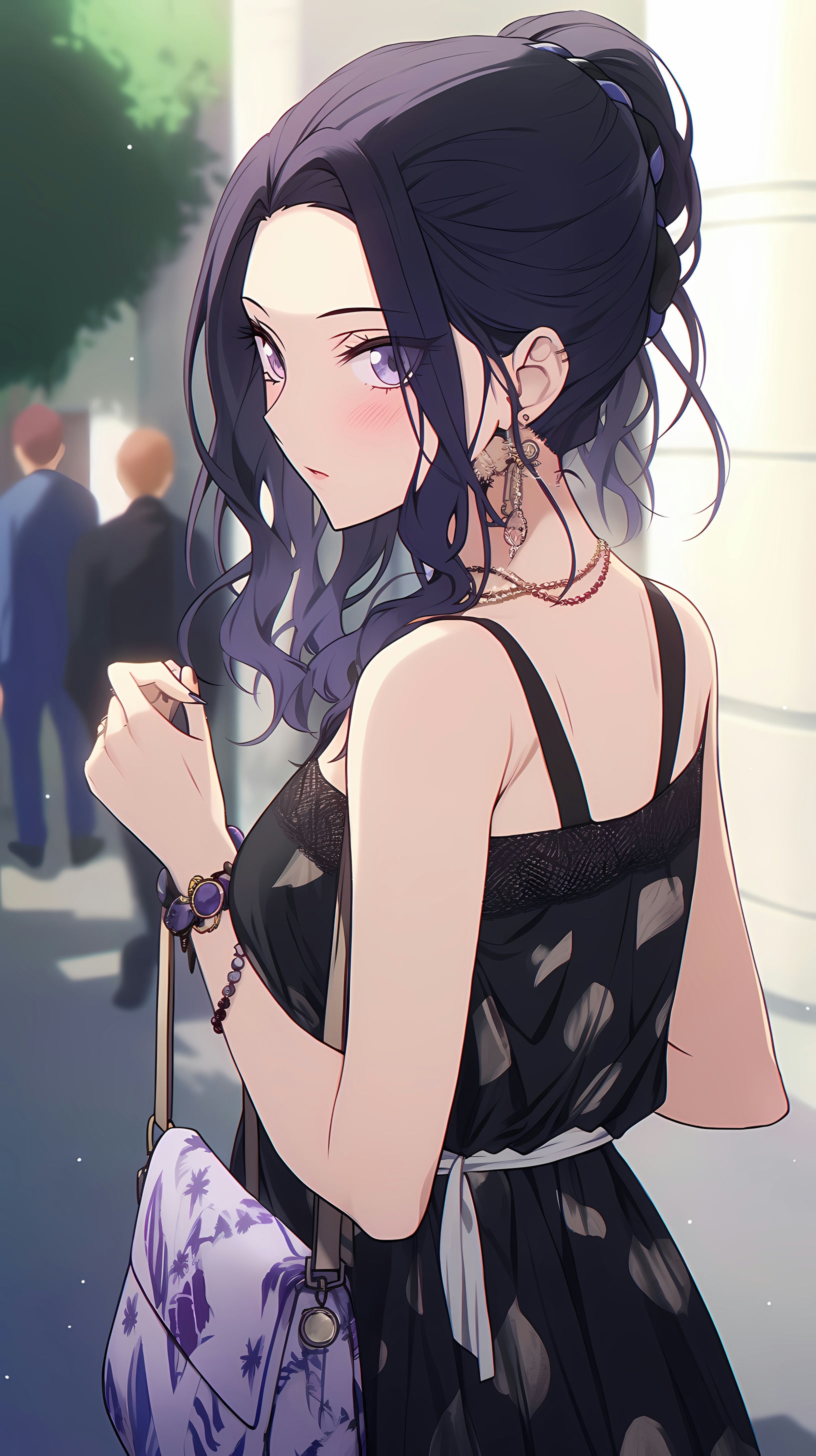 This enchanting anime wallpaper features a captivating young woman named Yukari, exuding an aura of romance and mystique