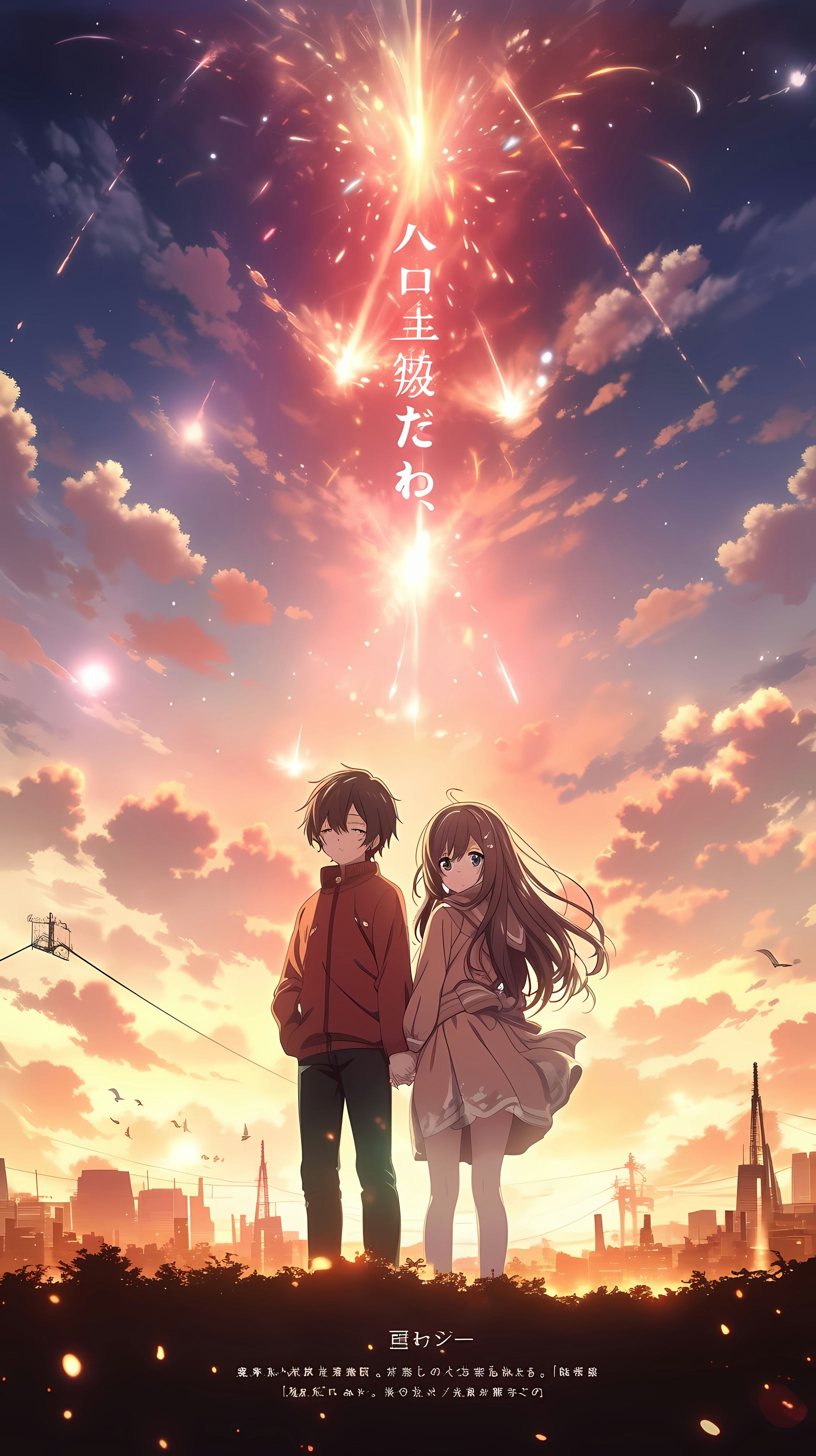 This enchanting anime wallpaper captures a moment of serene beauty and emotional depth