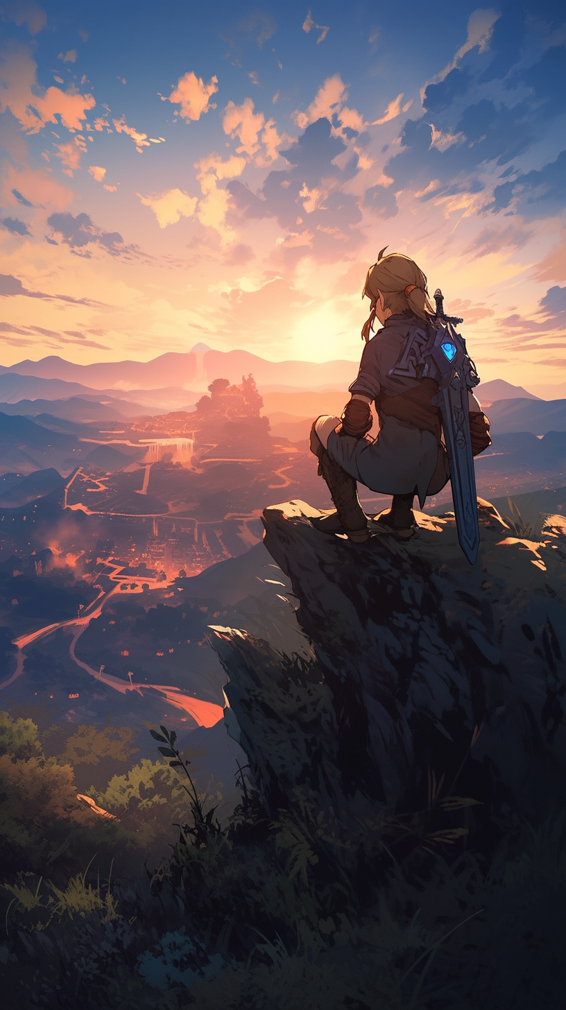 This stunning anime wallpaper captures the essence of adventure and tranquility