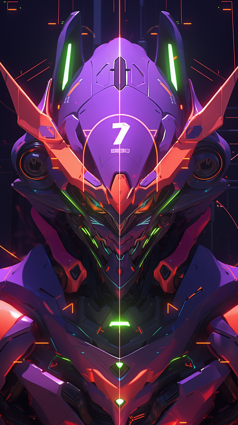 This anime wallpaper features the iconic Eva Unit-01, a powerful mecha from the renowned series 'Neon Genesis Evangelion