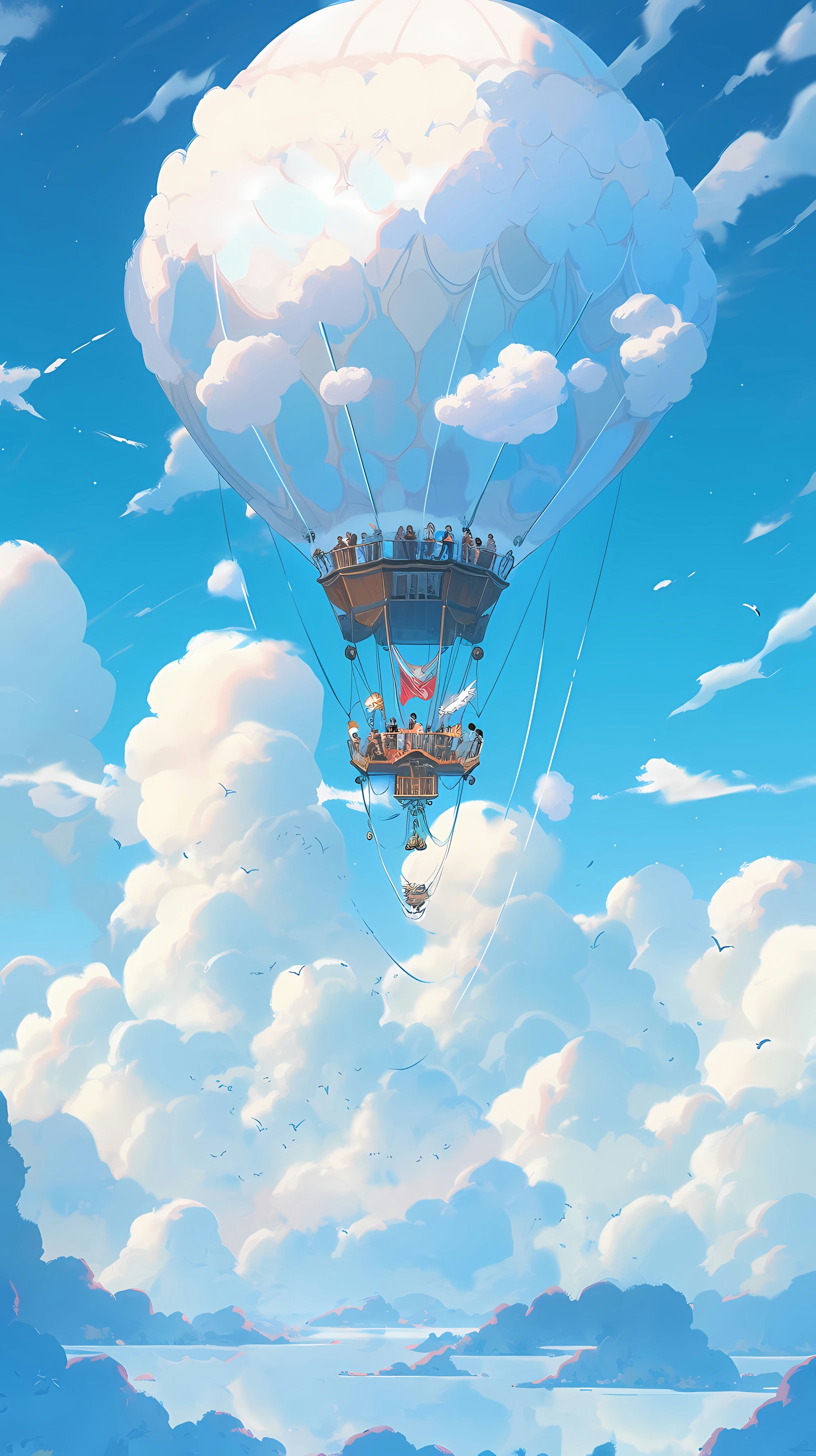 This enchanting anime wallpaper captures the iconic scene from Studio Ghibli's 'Castle in the Sky' (Laputa)