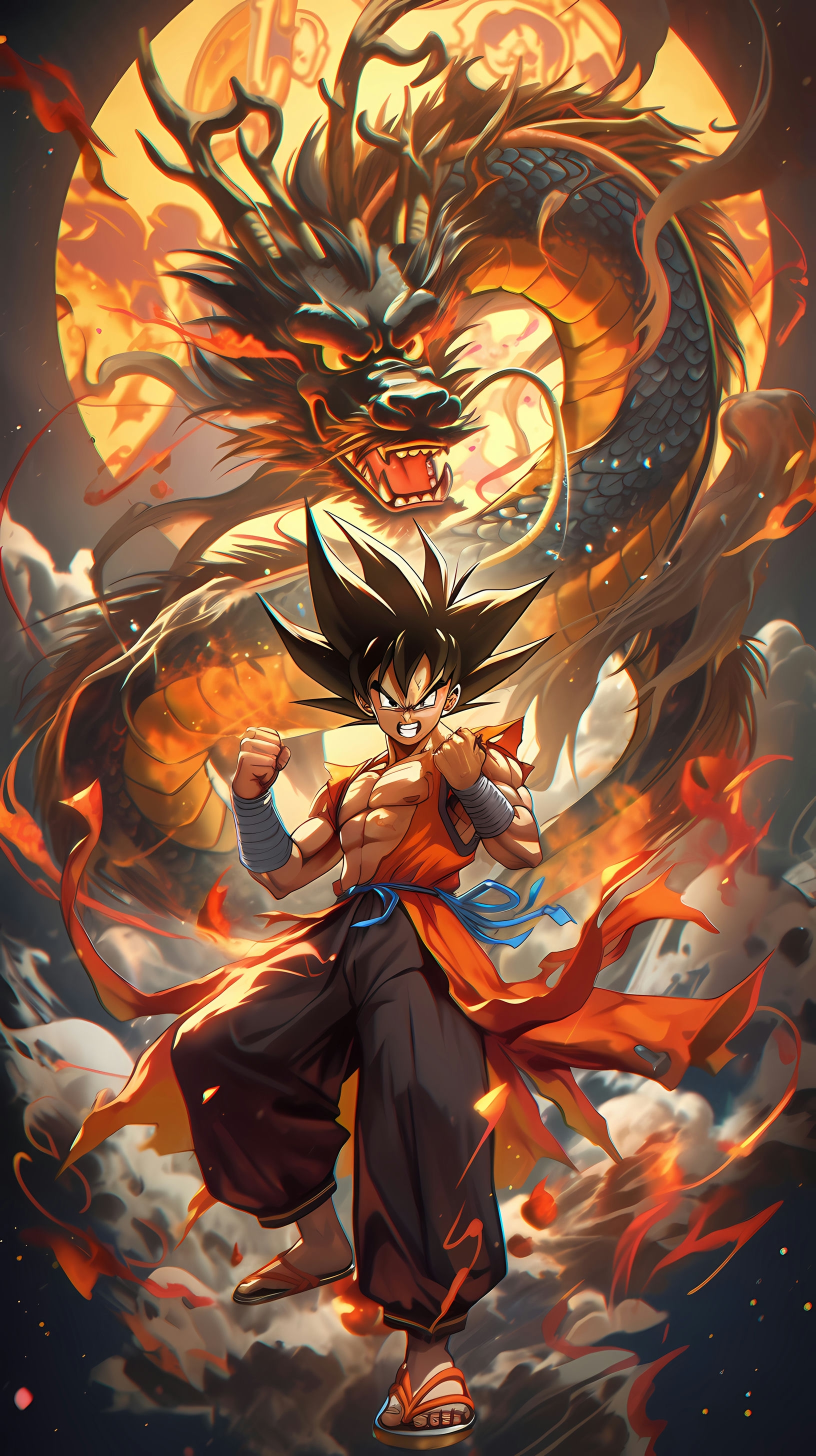 This anime wallpaper captures a dramatic and iconic scene from Dragon Ball Z