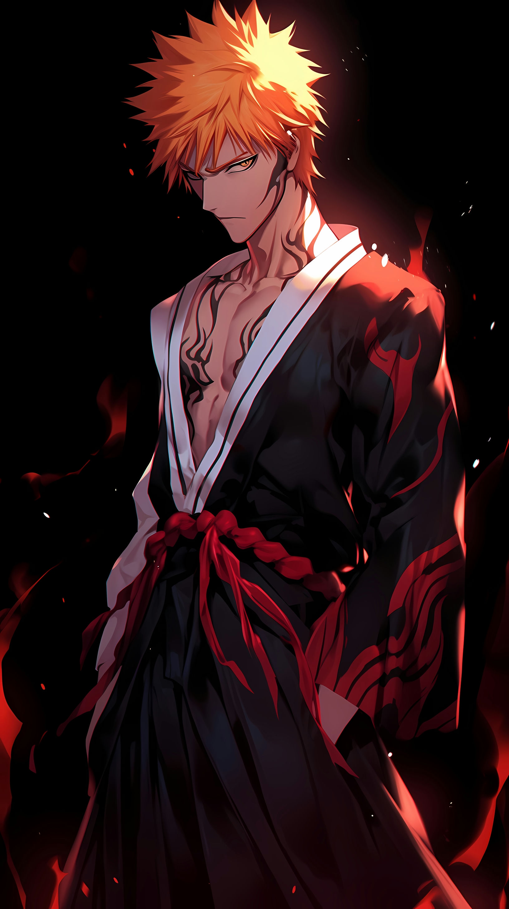This anime wallpaper features Ichigo Kurosaki, the main protagonist from the popular series 'Bleach