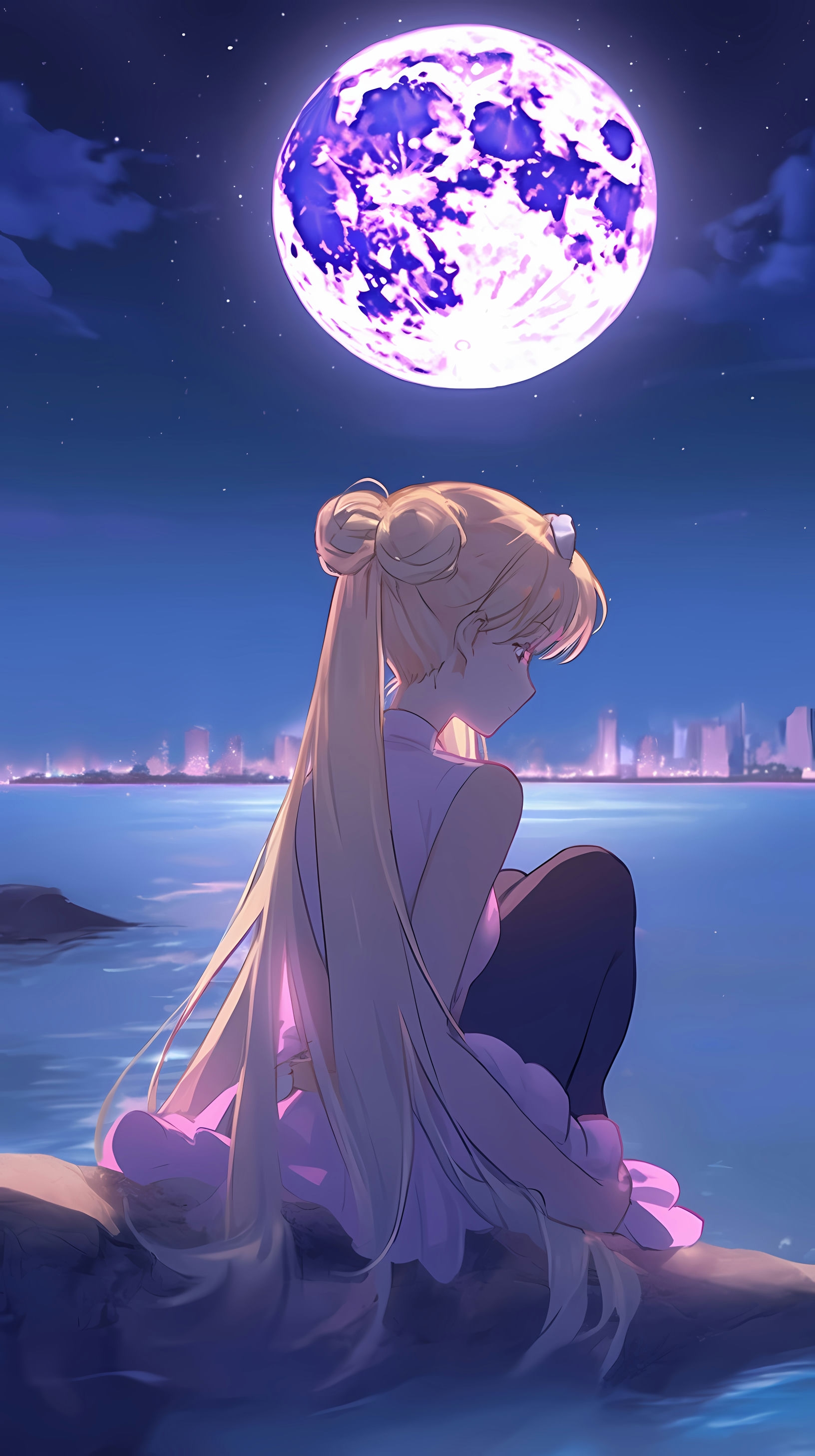 This enchanting anime wallpaper features the iconic character Sailor Moon from the beloved series 'Sailor Moon