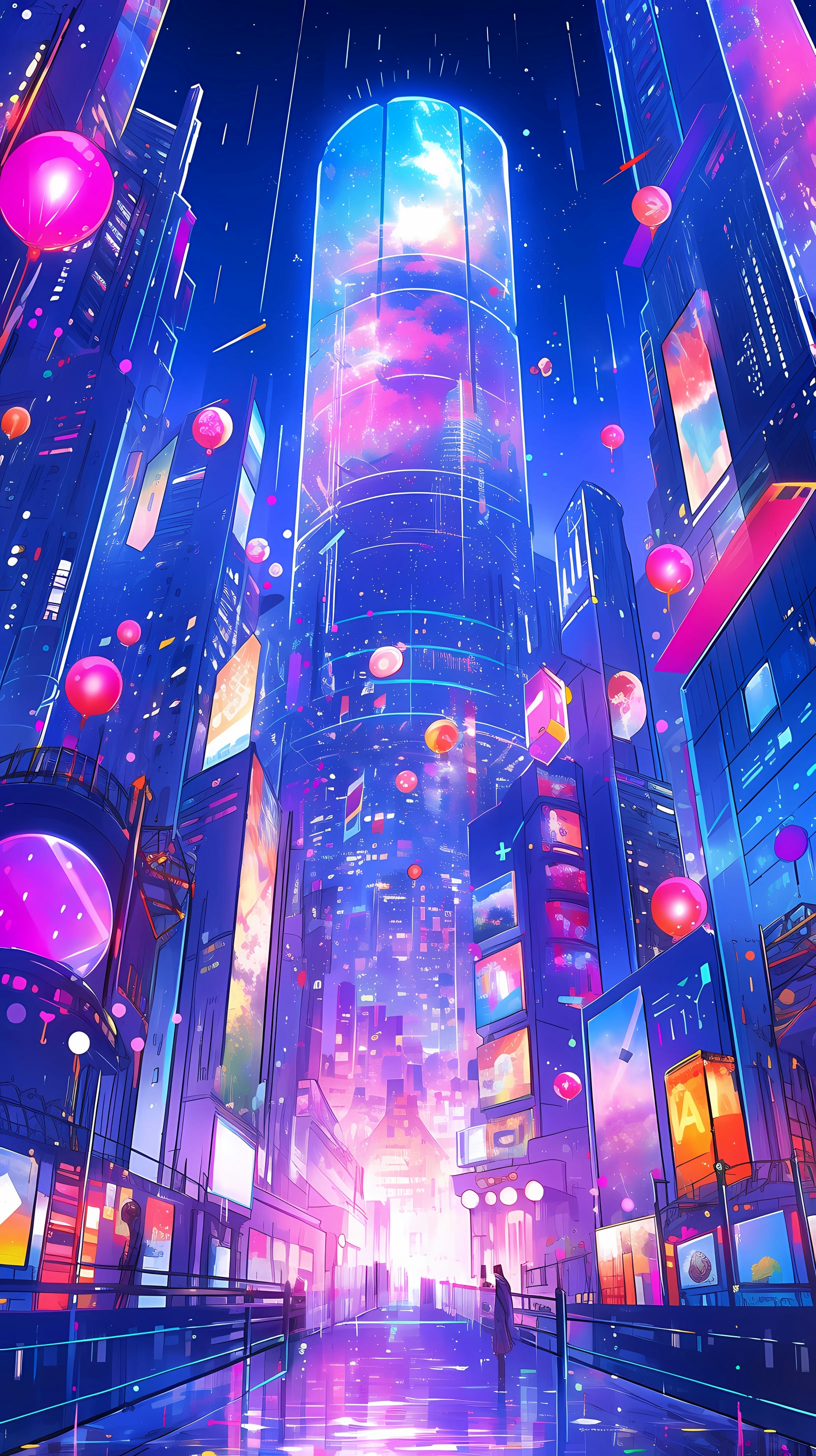 This anime wallpaper captures the futuristic and vibrant essence of Crystal Tokyo from the iconic series 'Sailor Moon
