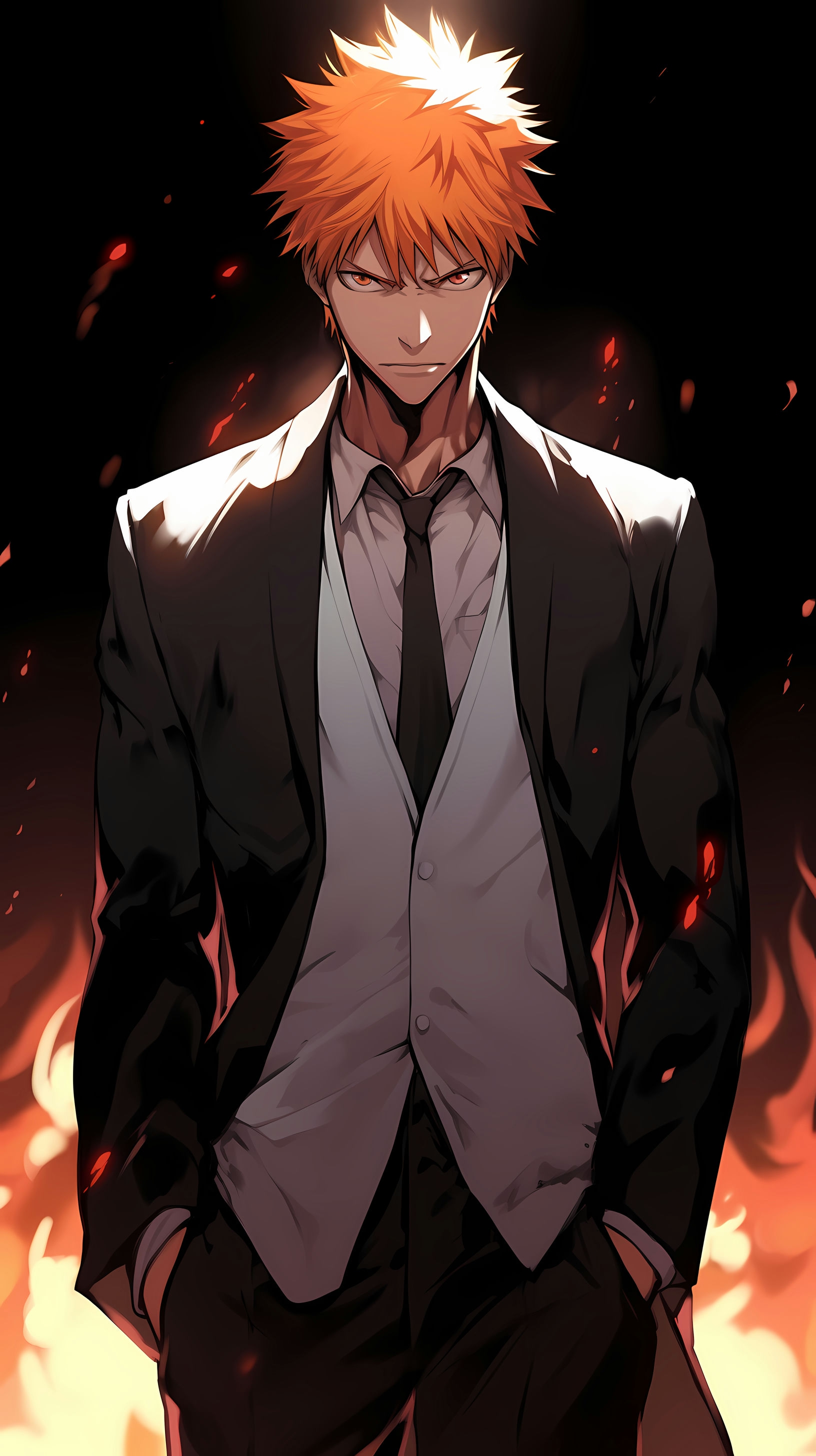 This anime wallpaper showcases Ichigo Kurosaki, a prominent character from the popular series 'Bleach