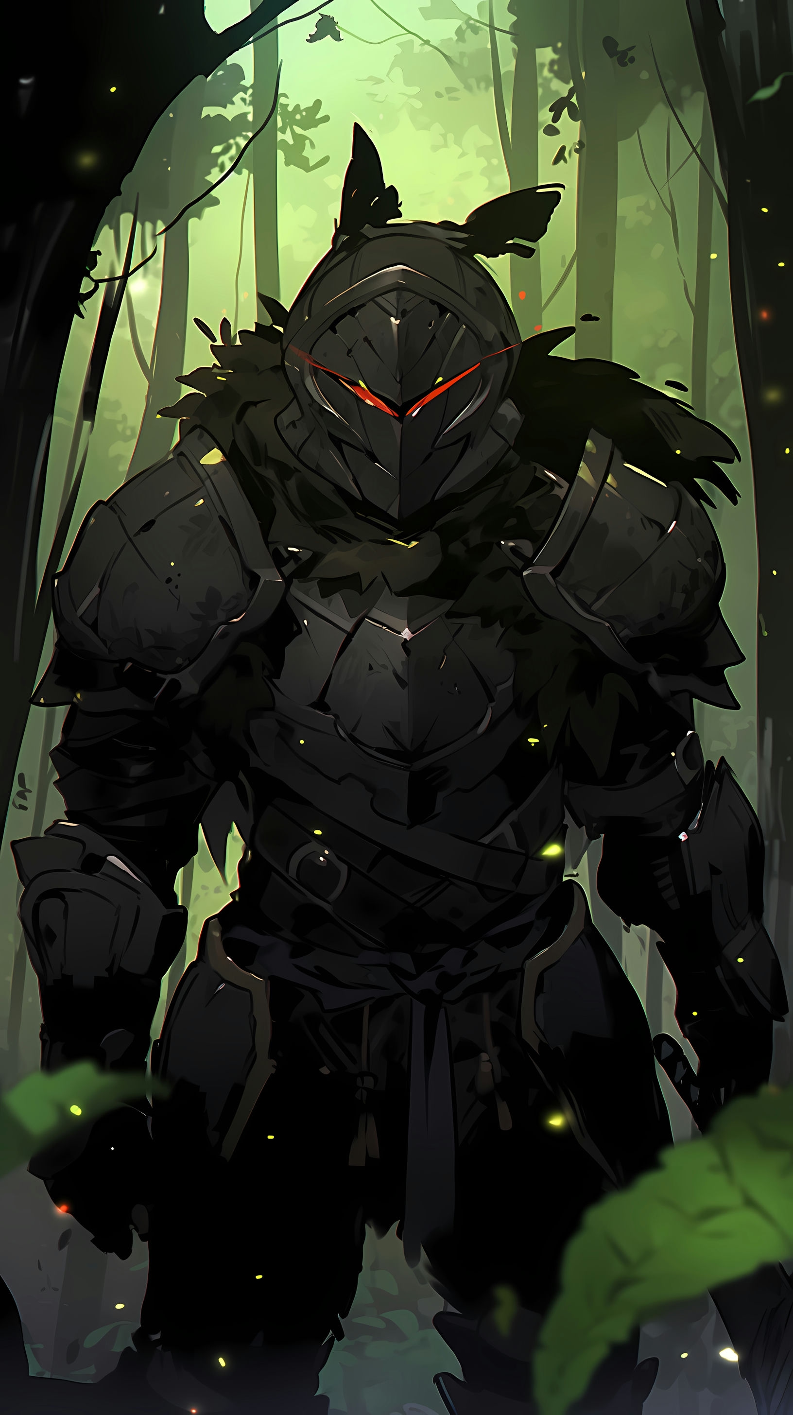 This anime wallpaper showcases the formidable Goblin Slayer, a legendary warrior known for his relentless pursuit of goblin extermination