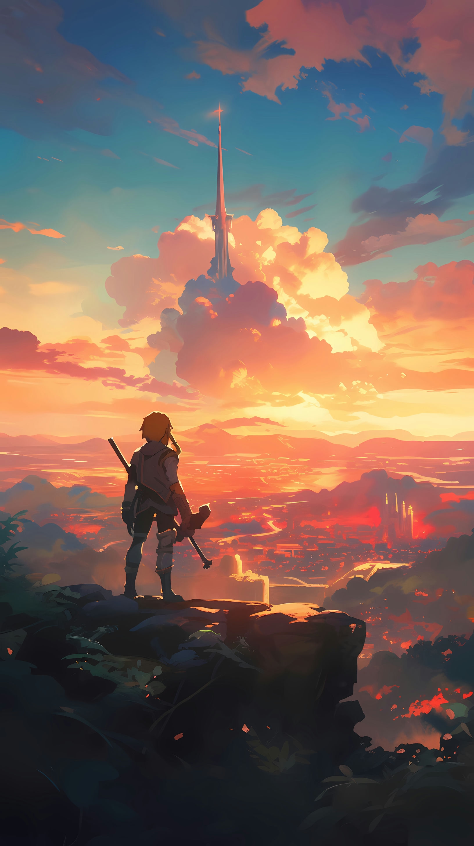 This stunning anime wallpaper captures the essence of the iconic video game series, The Legend of Zelda