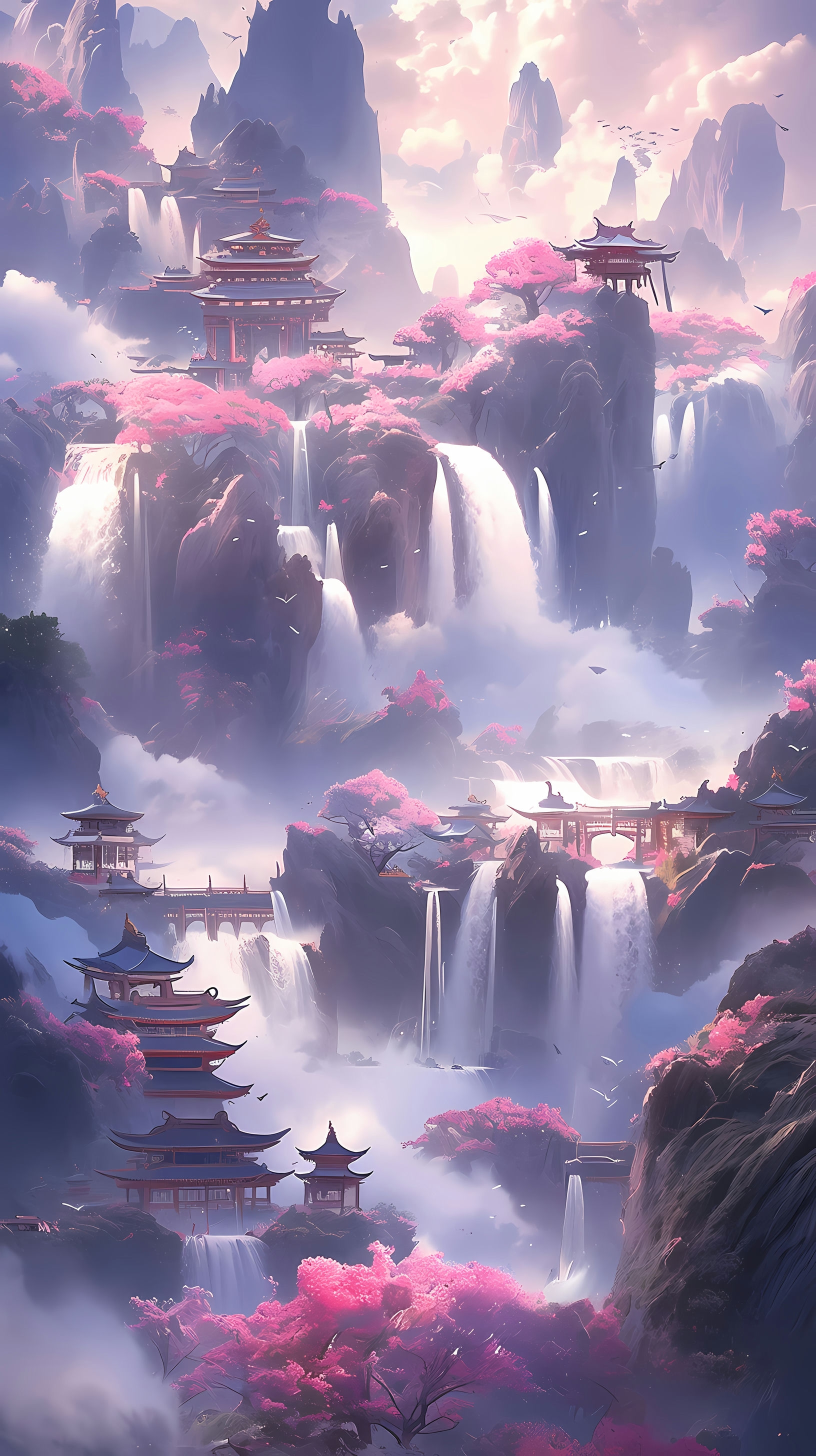 This enchanting anime wallpaper captures the mesmerizing beauty of Pandora's floating mountains