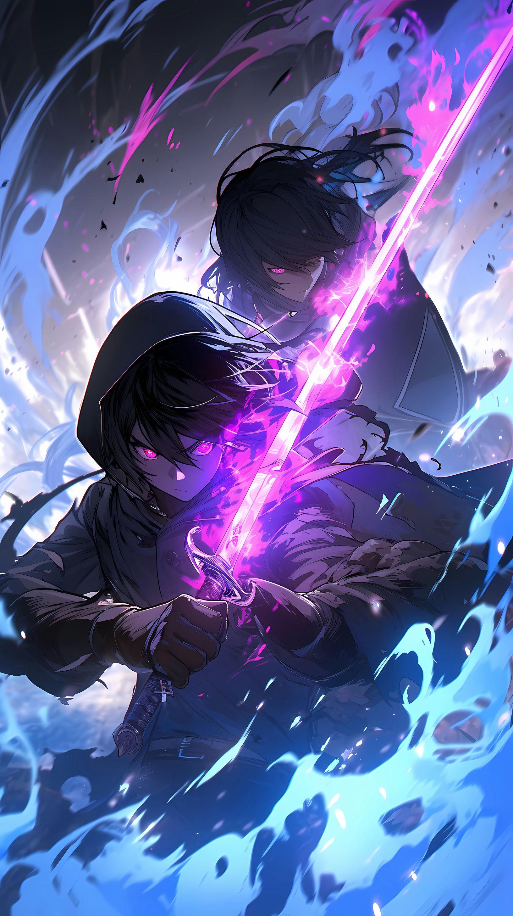 This anime wallpaper captures an intense moment from the series Noragami, featuring the characters Yato and Bishamon