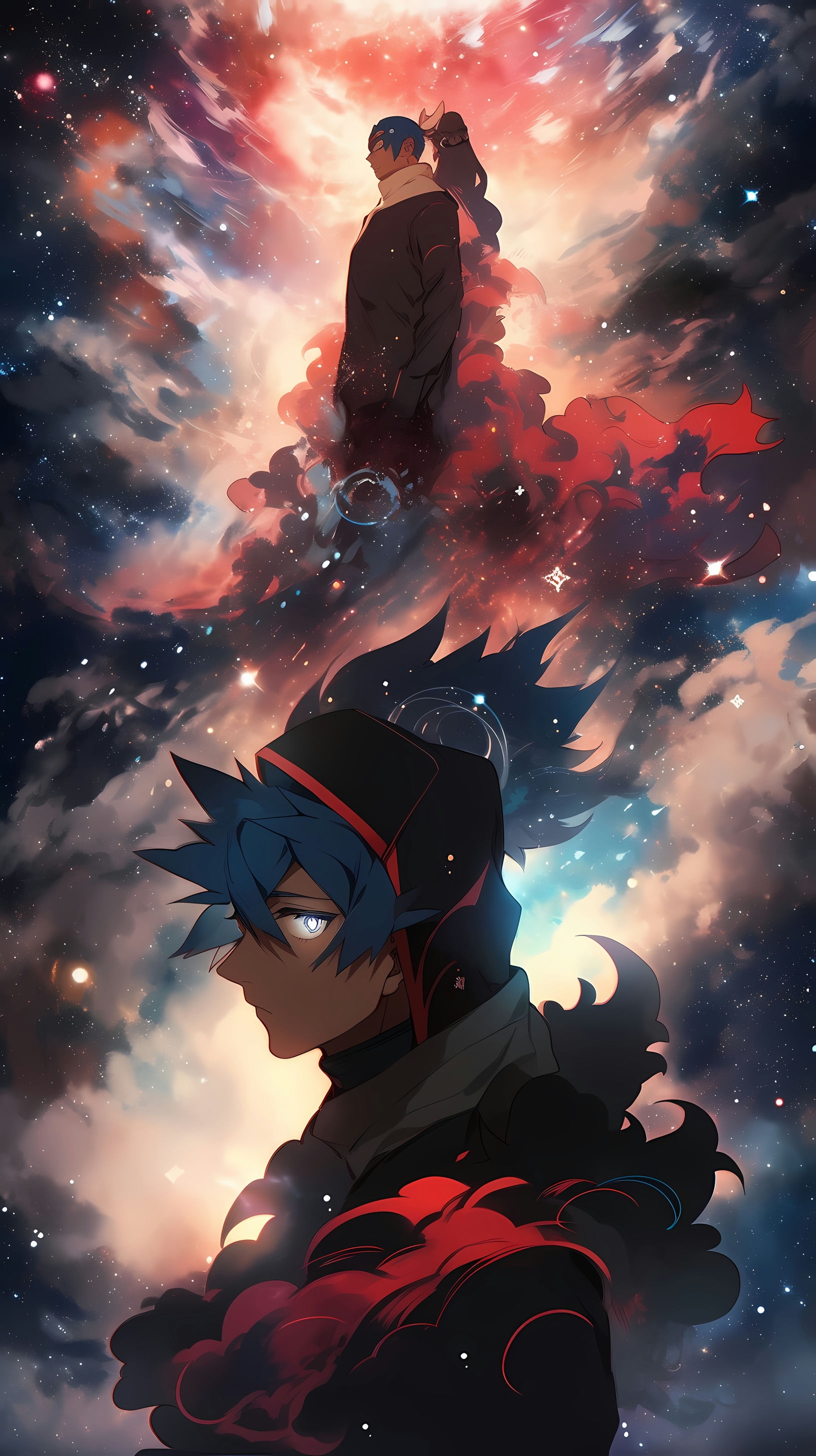 This captivating anime wallpaper features the iconic duo Simon and Kamina from the popular series 'Tengen Toppa Gurren Lagann