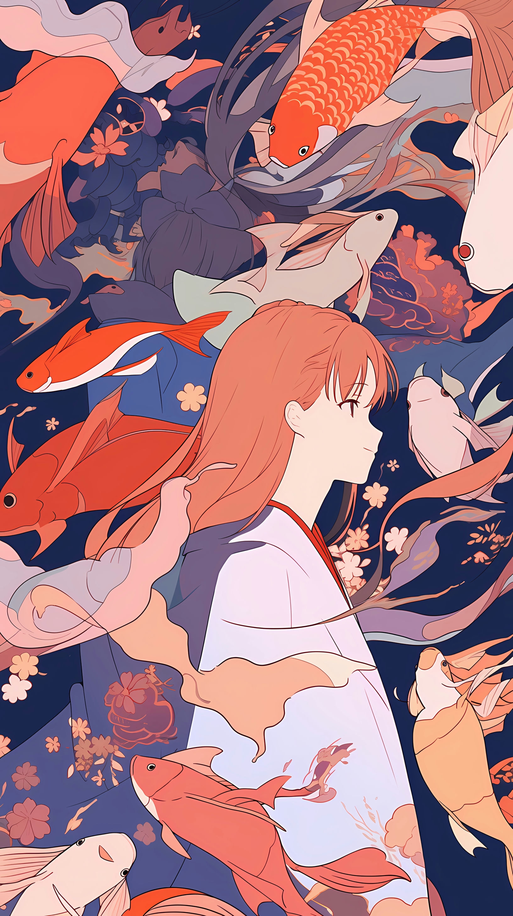 This anime wallpaper features Tohru Honda from Fruits Basket, surrounded by the vibrant and playful zodiac members