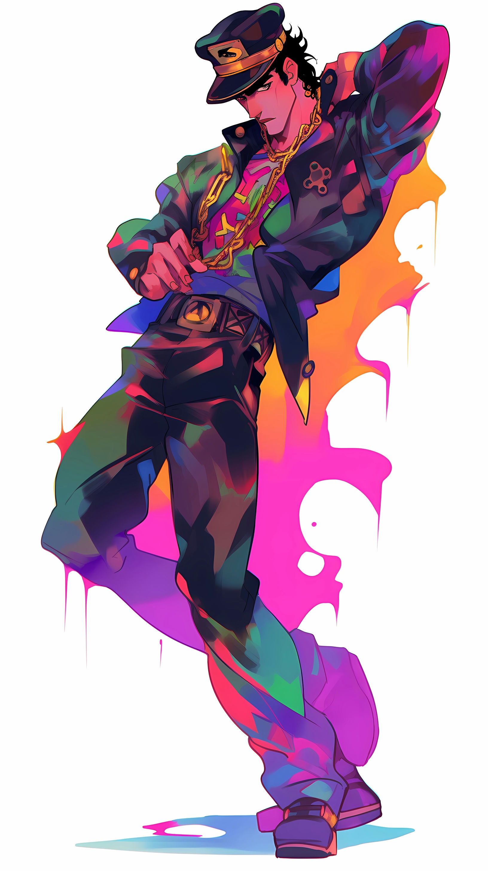 This anime wallpaper features Jotaro Kujo, a prominent character from the iconic series 'JoJo's Bizarre Adventure