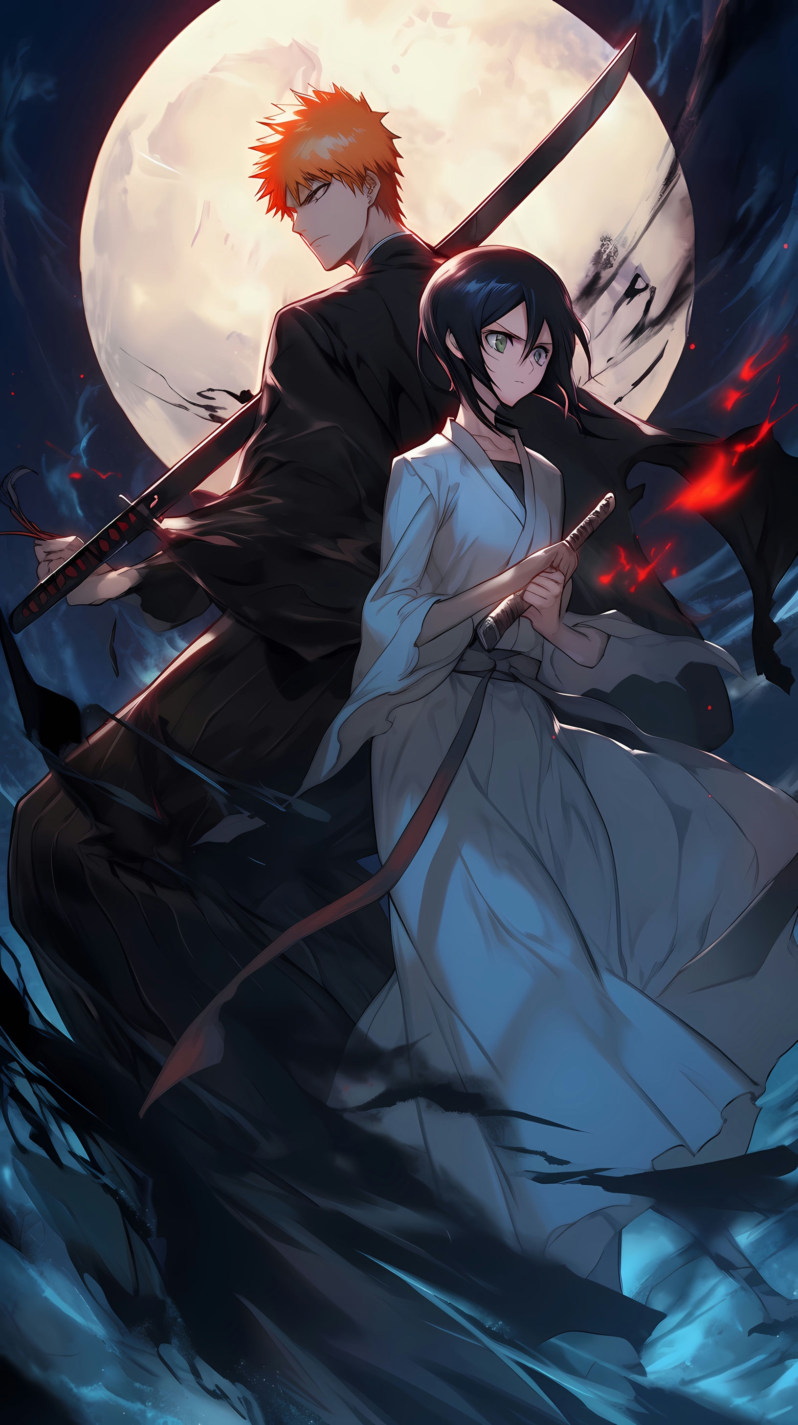 This captivating anime wallpaper showcases a dramatic scene from the popular series 'Bleach