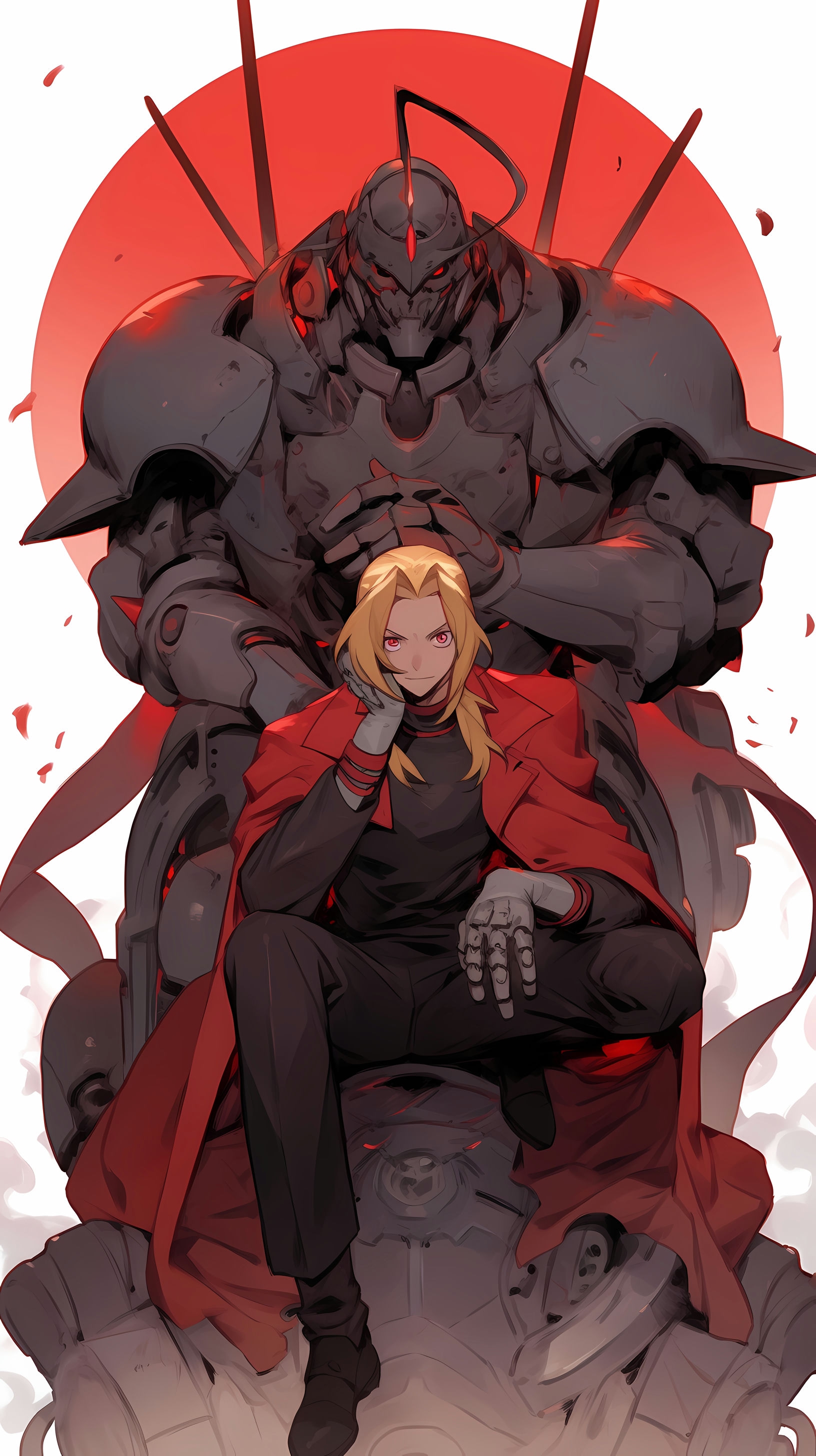 This captivating anime wallpaper features the iconic Elric brothers from Fullmetal Alchemist