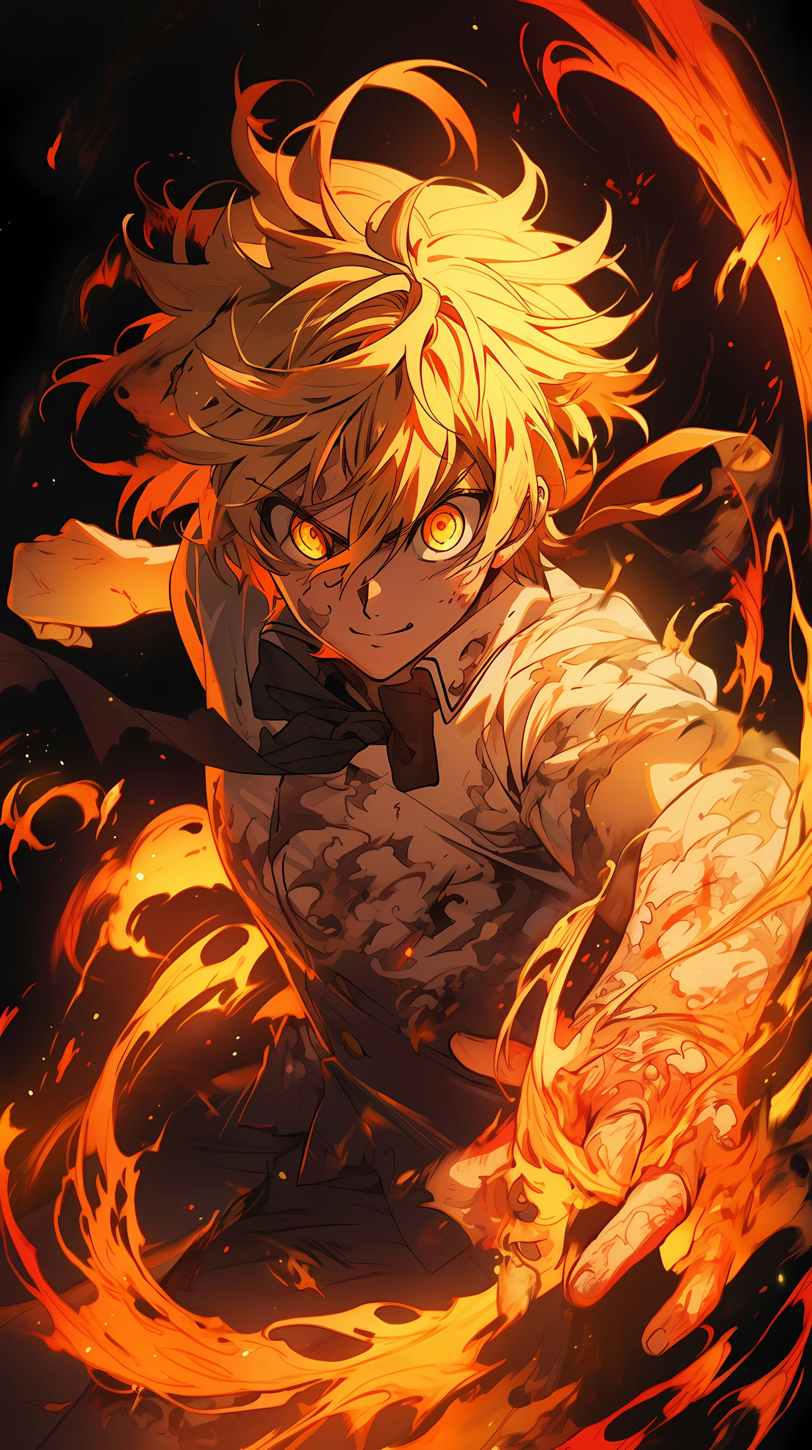 This anime wallpaper features Meliodas, the iconic protagonist from 'The Seven Deadly Sins,' in a dynamic and powerful pose