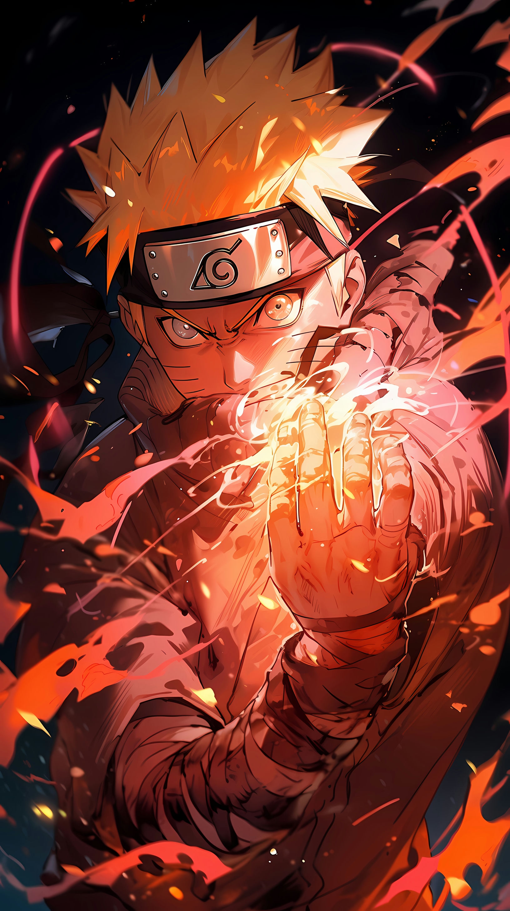 This anime wallpaper captures the iconic Naruto Uzumaki in his powerful Sage Mode