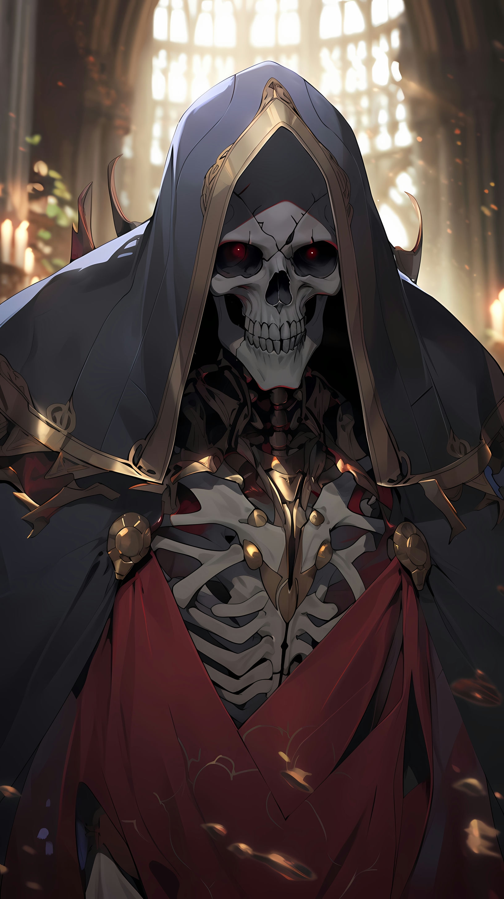 This anime wallpaper features Ainz Ooal Gown, the main protagonist of the popular series 'Overlord