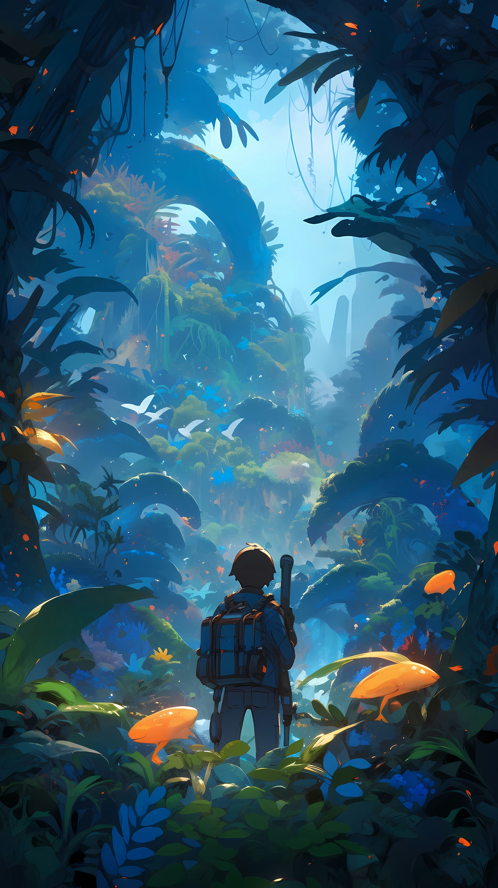 This captivating anime wallpaper depicts a scene from the iconic Studio Ghibli film, 'Nausicaä of the Valley of the Wind
