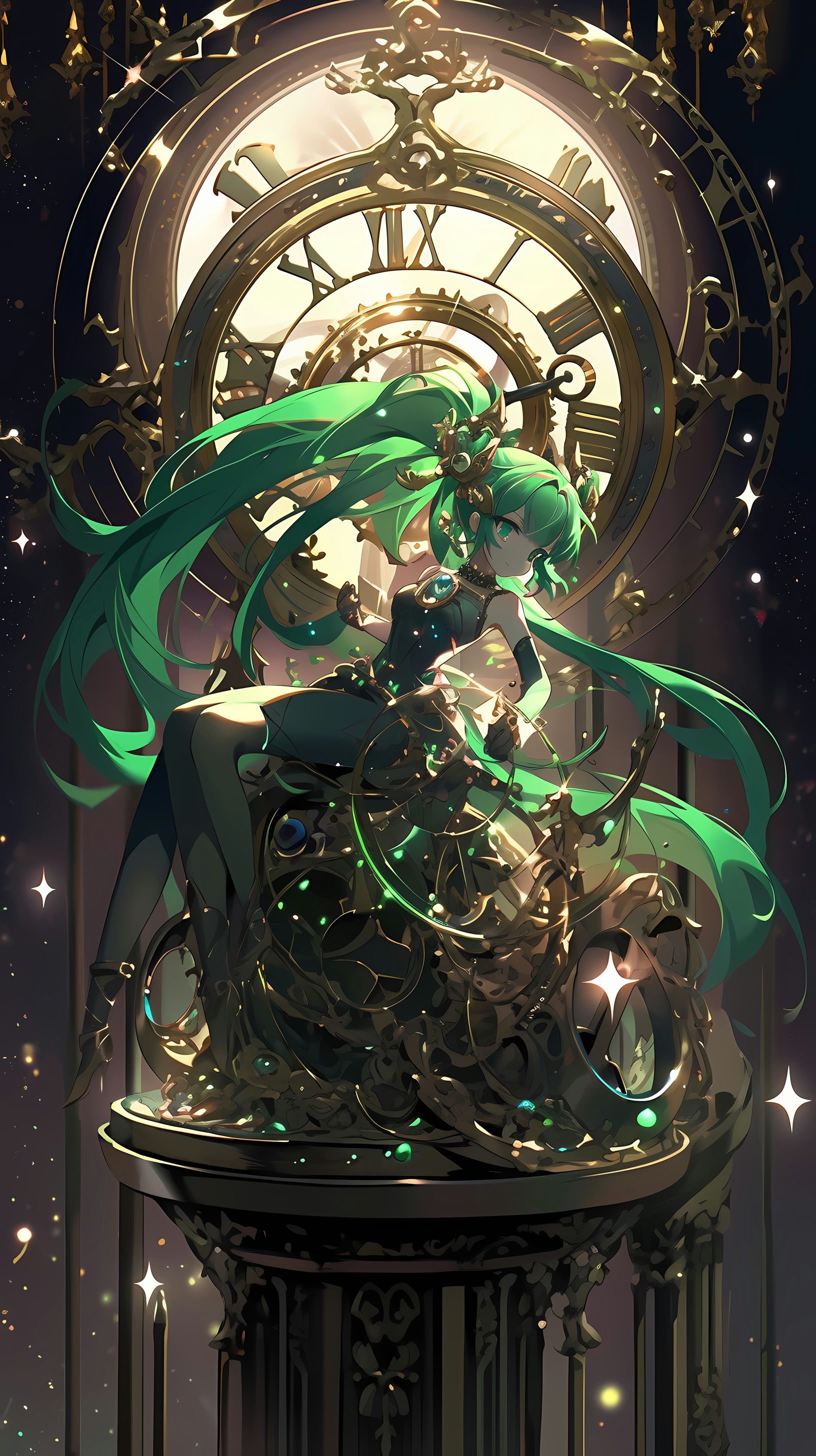 This captivating anime wallpaper features Sailor Pluto, the Guardian of Time from the iconic series Sailor Moon