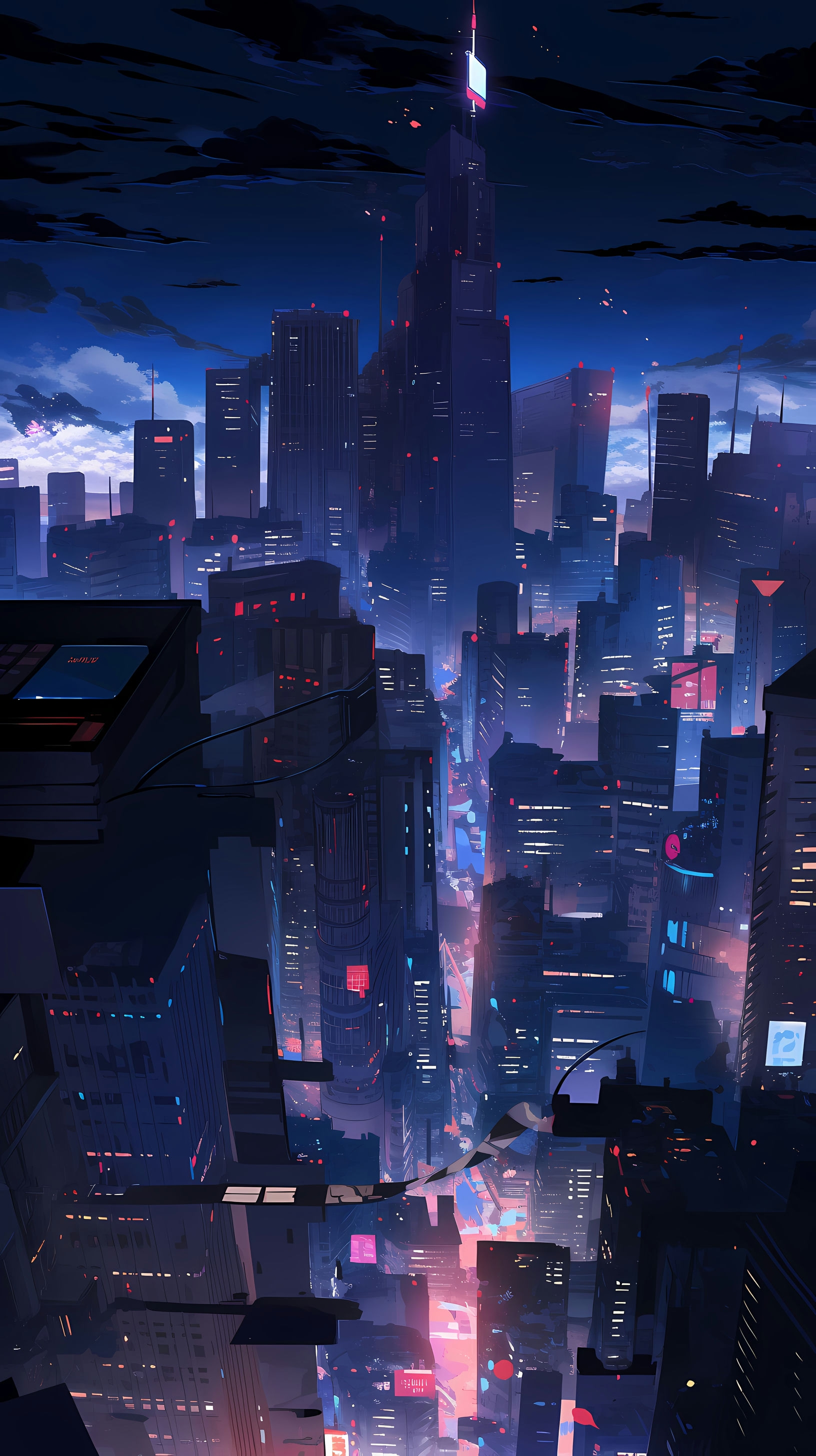 This captivating anime wallpaper showcases the iconic Ikebukuro skyline at night, bathed in a mesmerizing blend of neon lights and urban charm