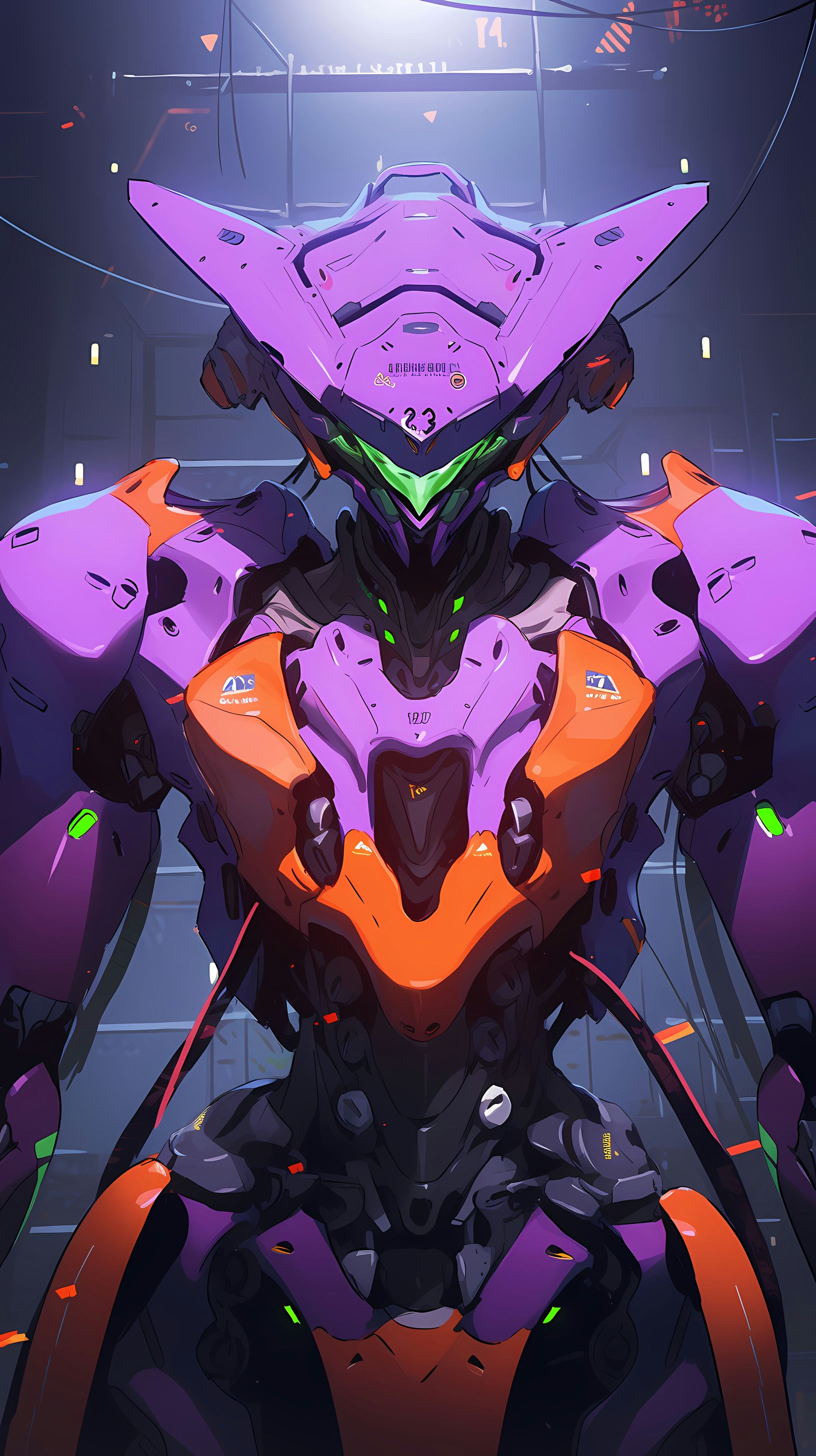 This anime wallpaper features the iconic Eva Unit-01 from the renowned series 'Neon Genesis Evangelion