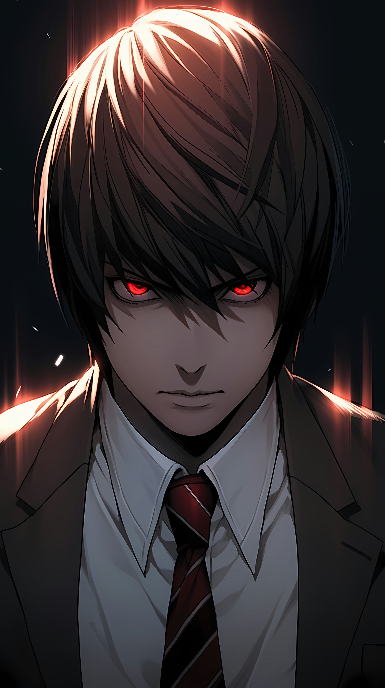 This captivating anime wallpaper features Light Yagami, the protagonist from the iconic series Death Note