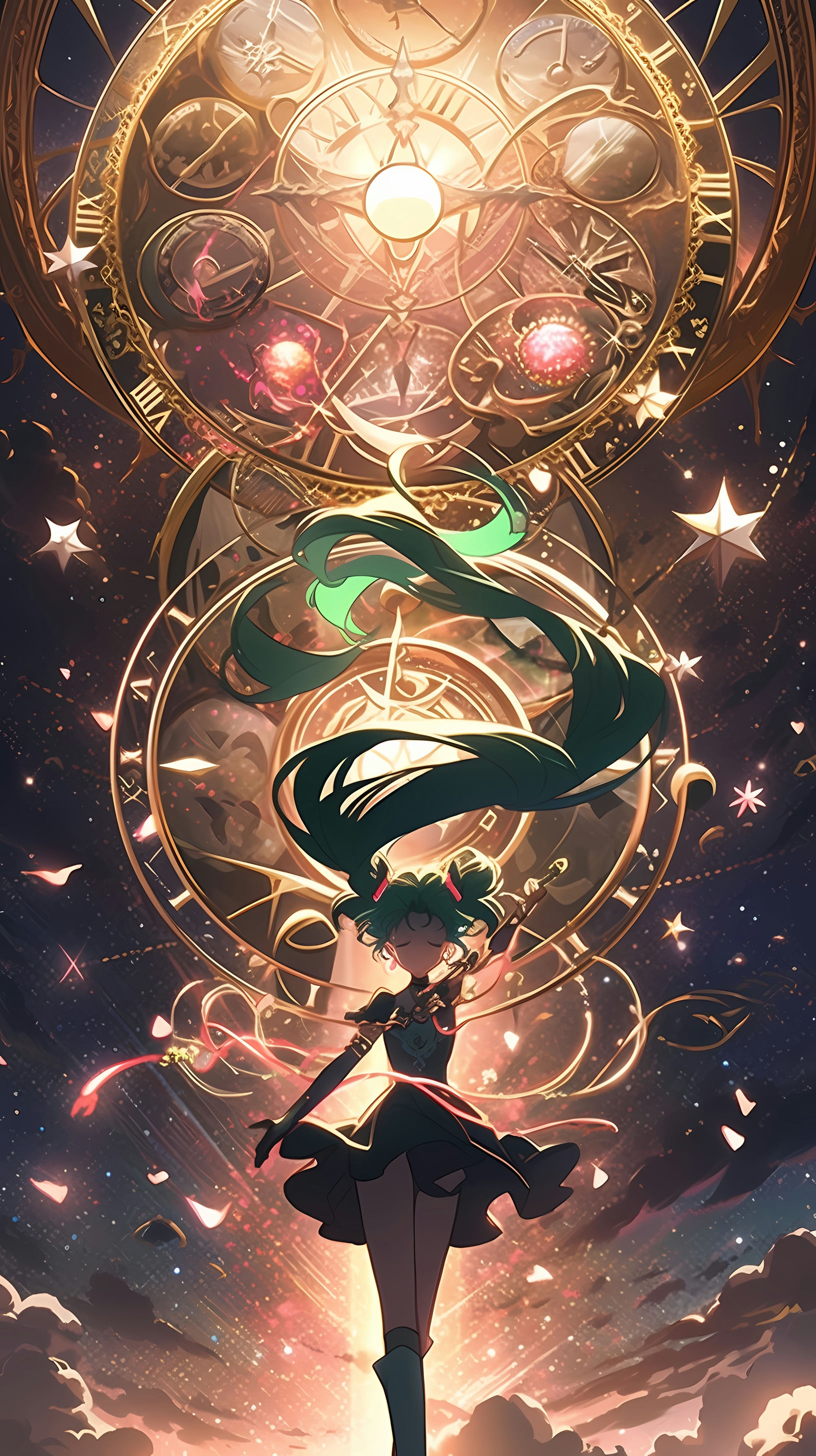 This captivating anime wallpaper features the iconic Sailor Pluto from the beloved series Sailor Moon