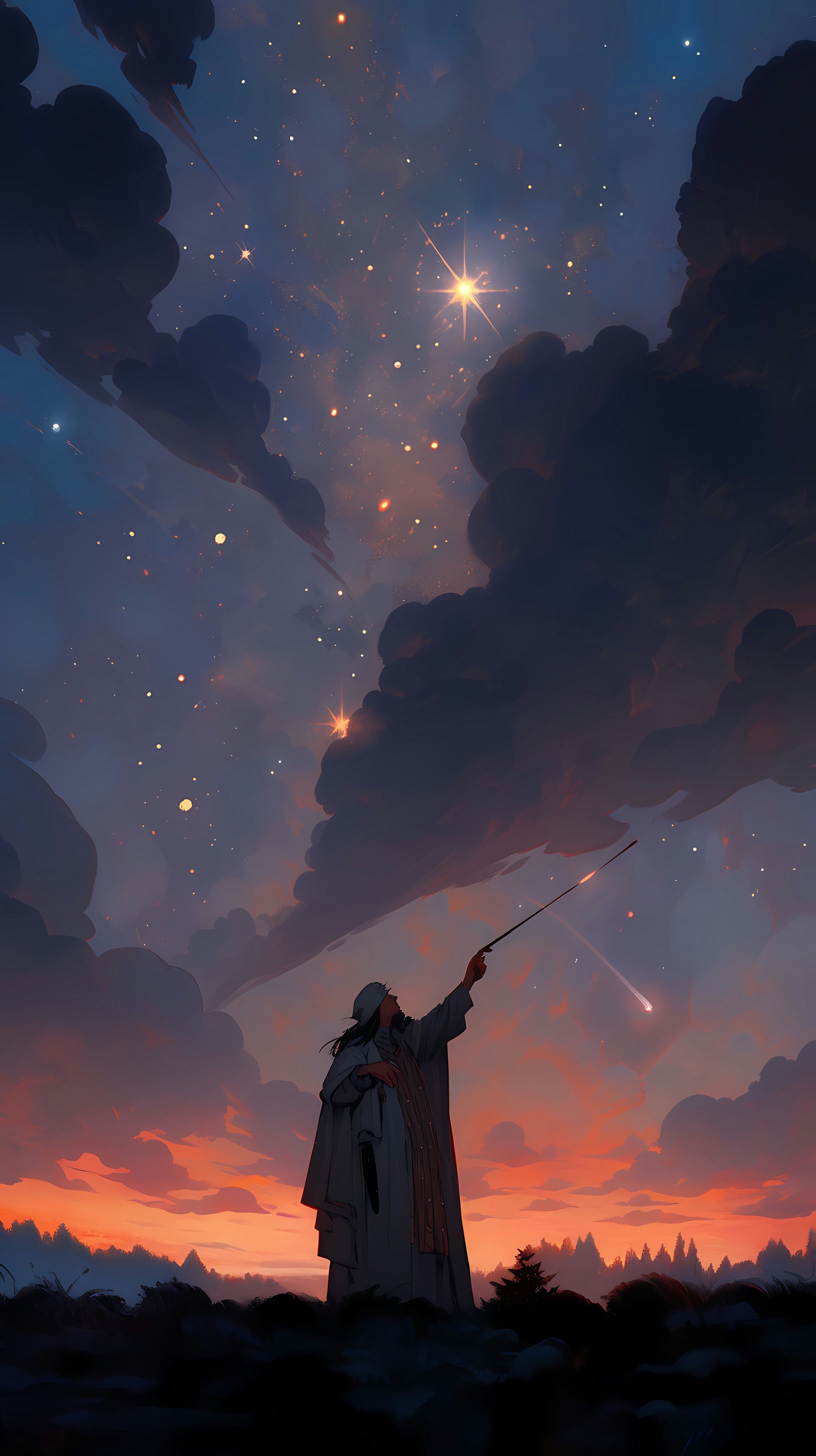 This anime wallpaper captures a mystical scene from Arthurian legend