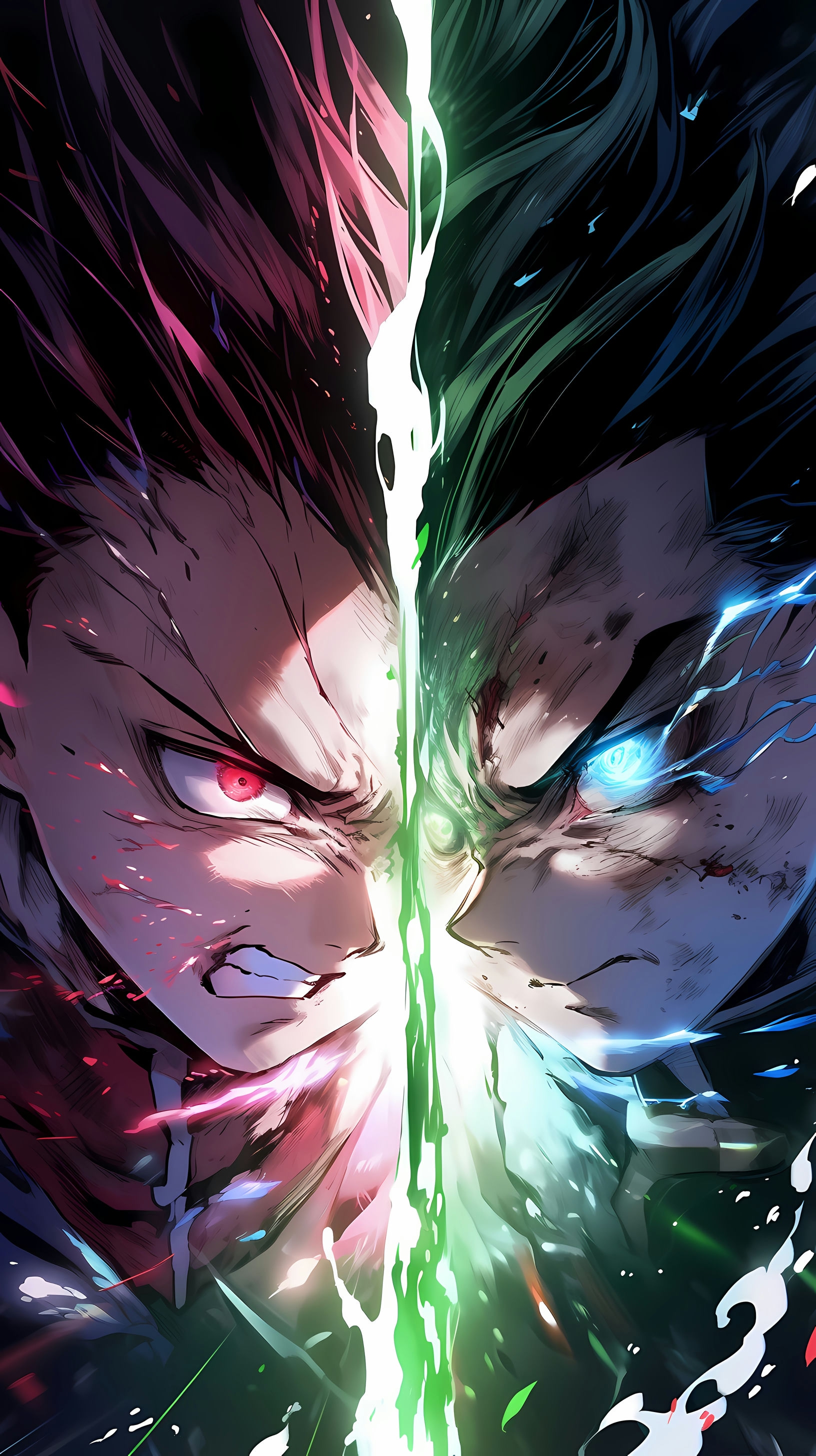 This anime wallpaper captures the intense and dramatic moment between Gon and Hisoka during their Nen duel in Hunter x Hunter