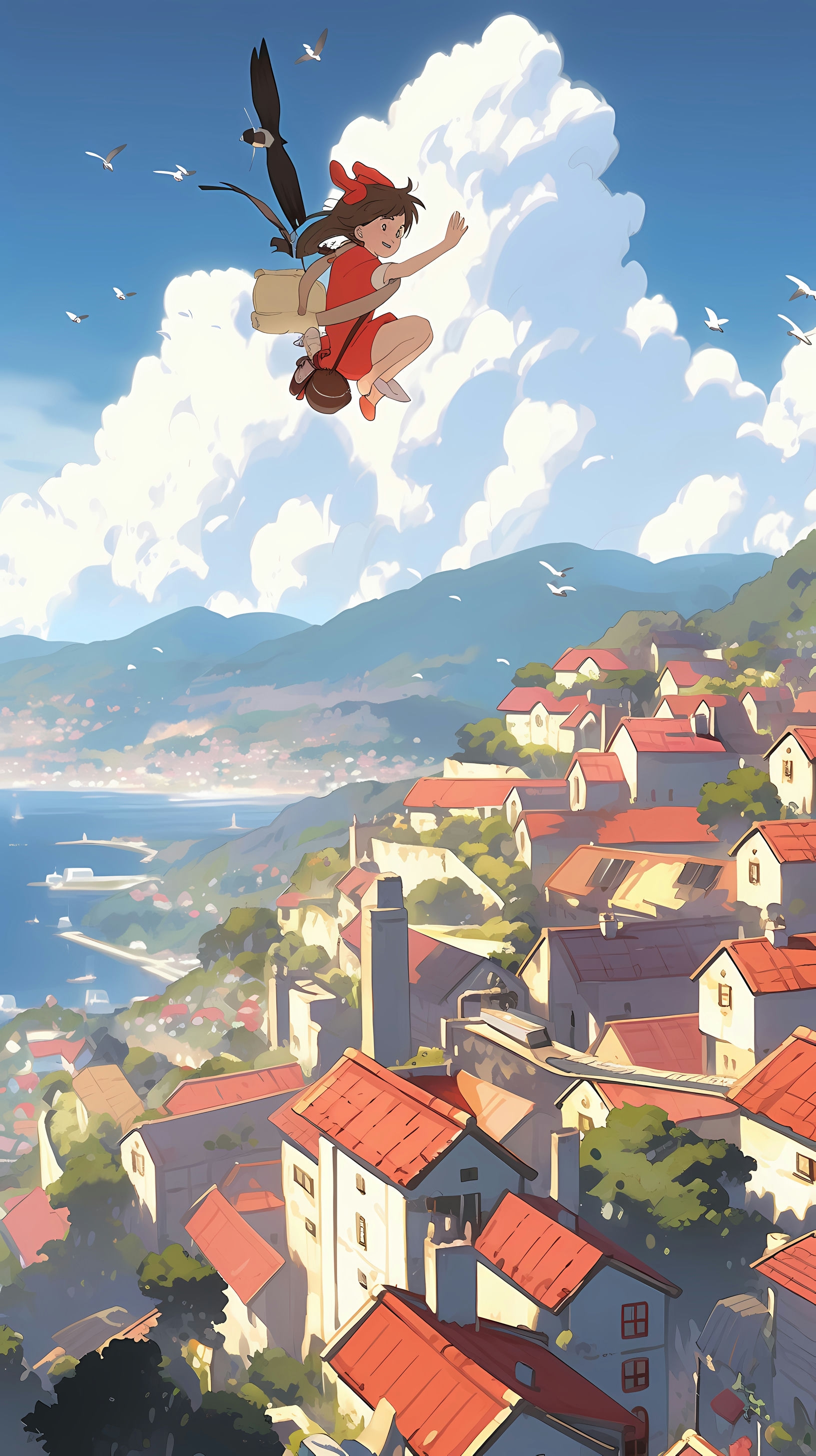 This enchanting anime wallpaper captures the essence of Studio Ghibli's whimsical world
