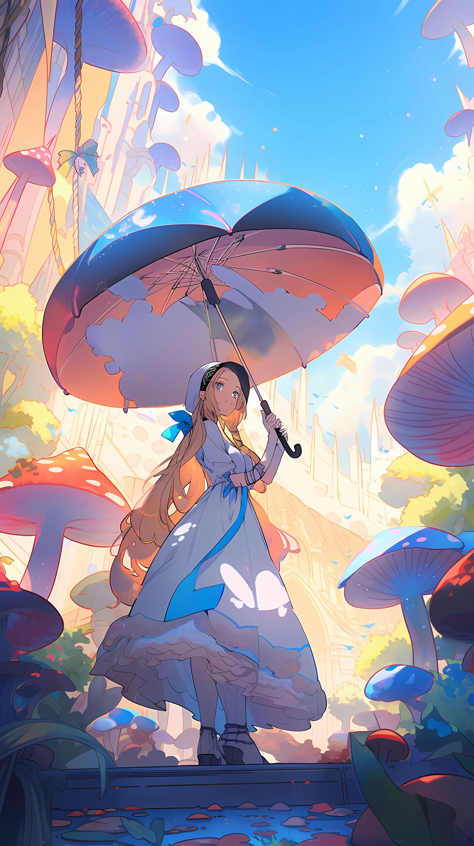 This enchanting anime wallpaper captures the essence of a whimsical adventure