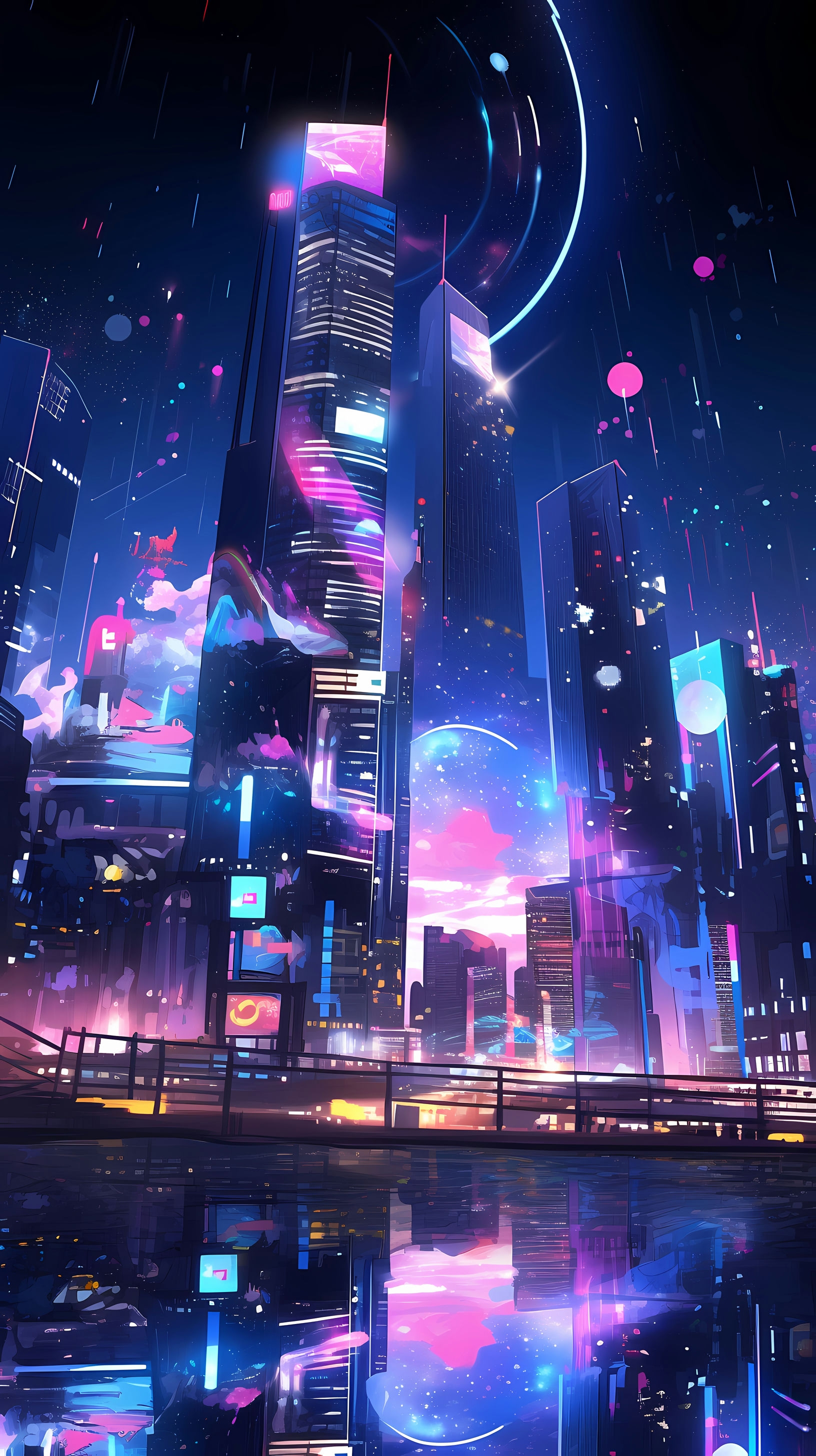 This anime wallpaper captures the futuristic and enchanting cityscape of Crystal Tokyo, as seen in the iconic series Sailor Moon