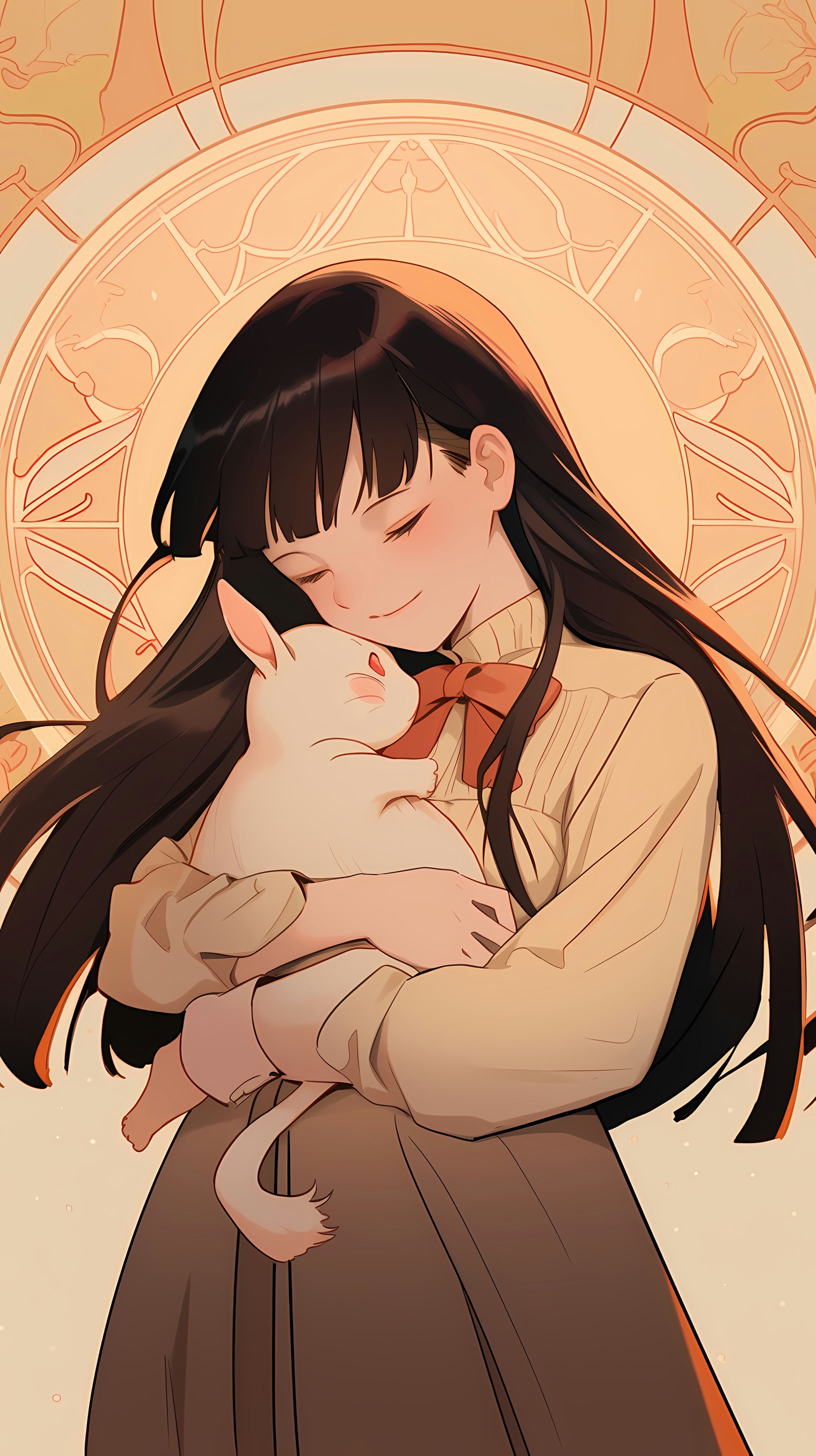 This anime wallpaper captures a heartwarming moment from the series 'Fruits Basket