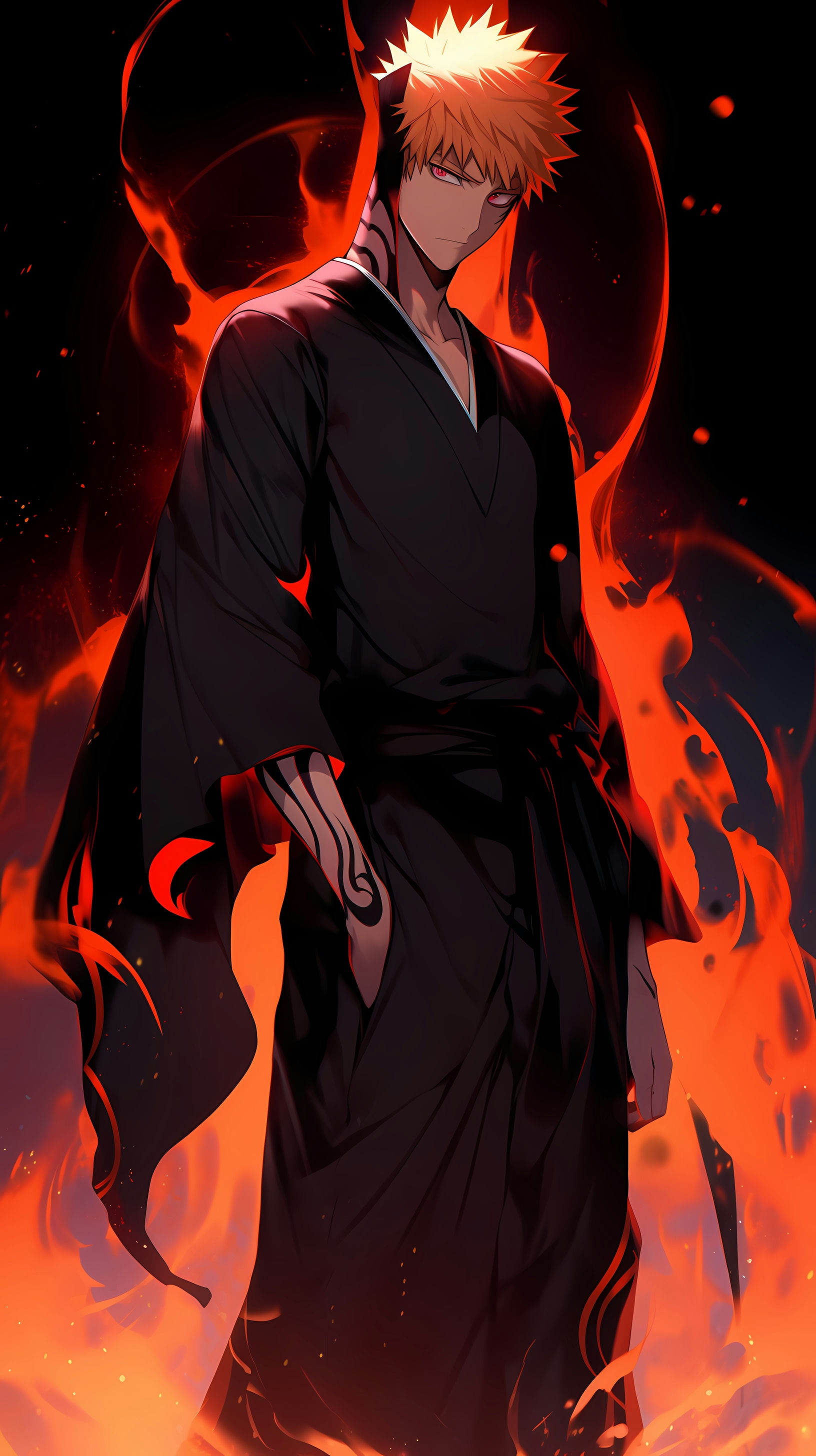 This anime wallpaper features Ichigo Kurosaki, the main protagonist from the popular series 'Bleach