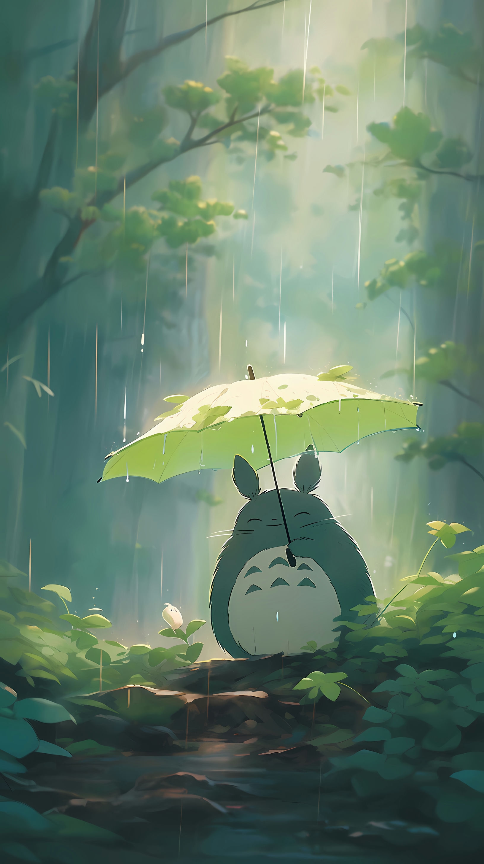 This enchanting anime wallpaper features the beloved character Totoro from the iconic film 'My Neighbor Totoro