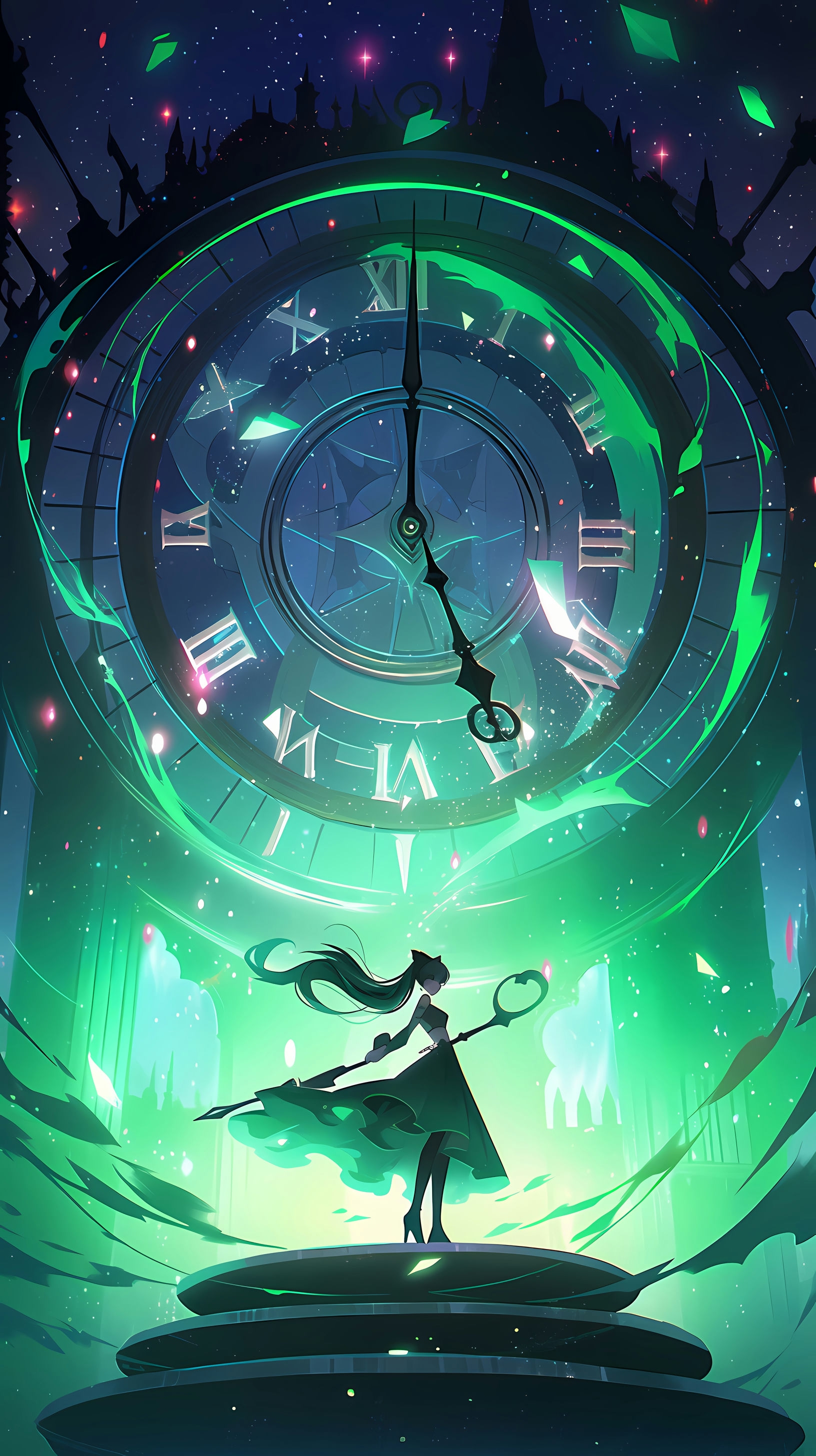 This captivating anime wallpaper features Sailor Pluto, the Guardian of Time from the iconic Sailor Moon series