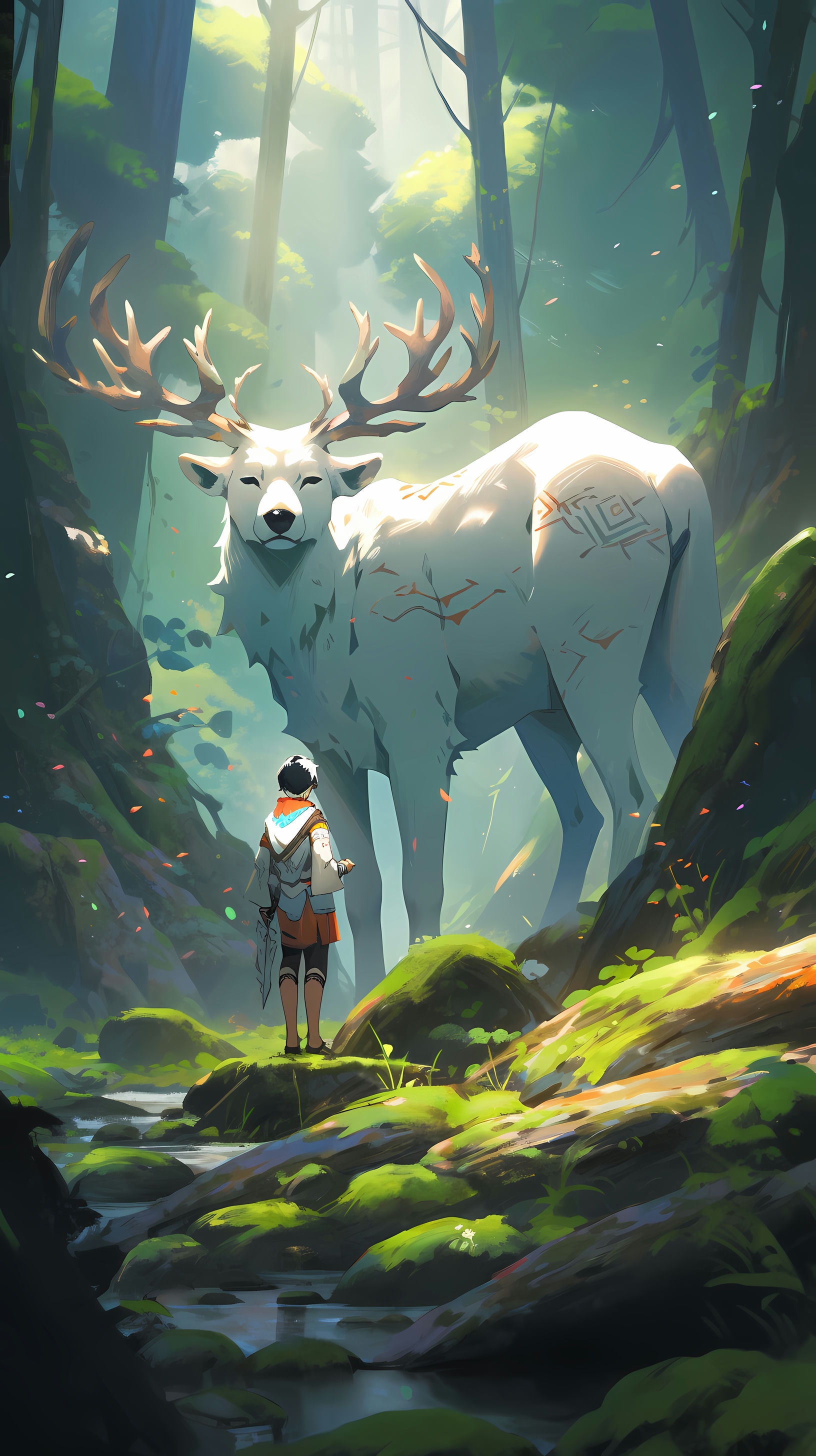 This enchanting anime wallpaper captures a serene moment from the beloved Studio Ghibli film 'Princess Mononoke